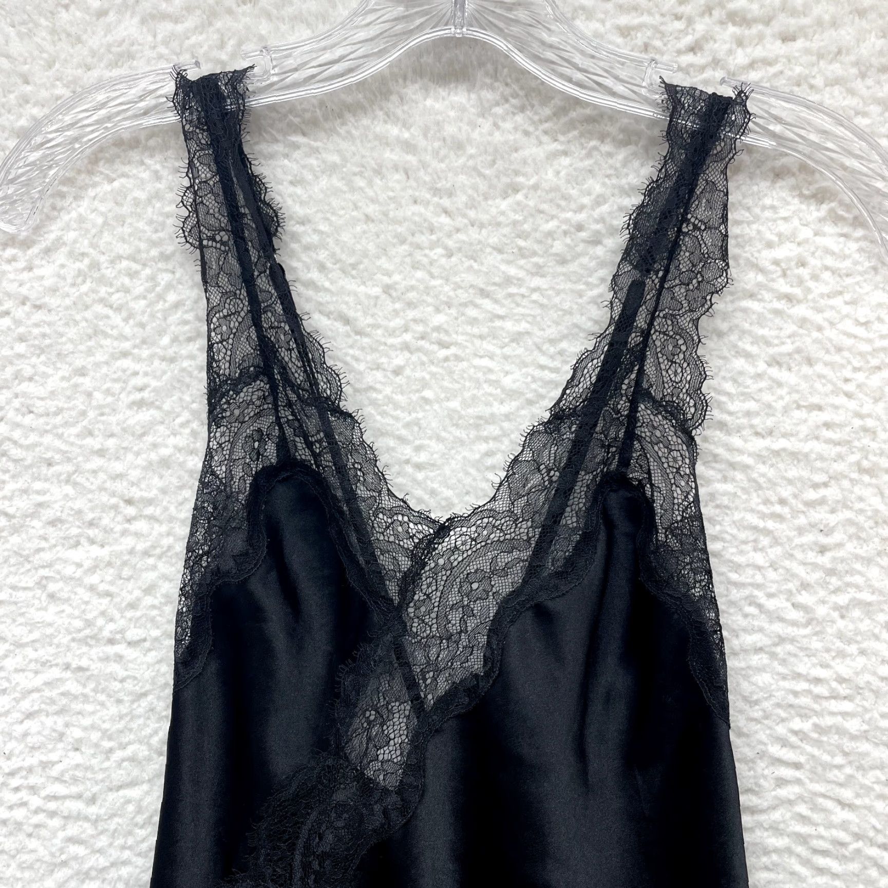 Victoria's Secret Victoria's Secret Midi Slip Dress Small Black Satin Lace Chemise Lingerie Dress Women S Black Satin Lace Chemise Victoria's Secret Size S / US 4 / IT 40 - 3 Thumbnail
