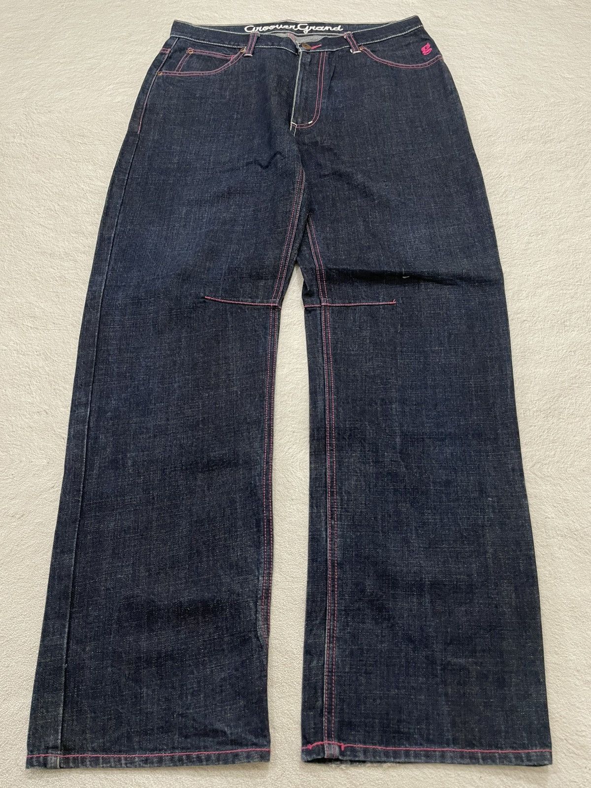 Japanese Brand 2000s Aries Denim Distressed Big Logo Y2K Size US 34 / EU 50 - 2 Thumbnail