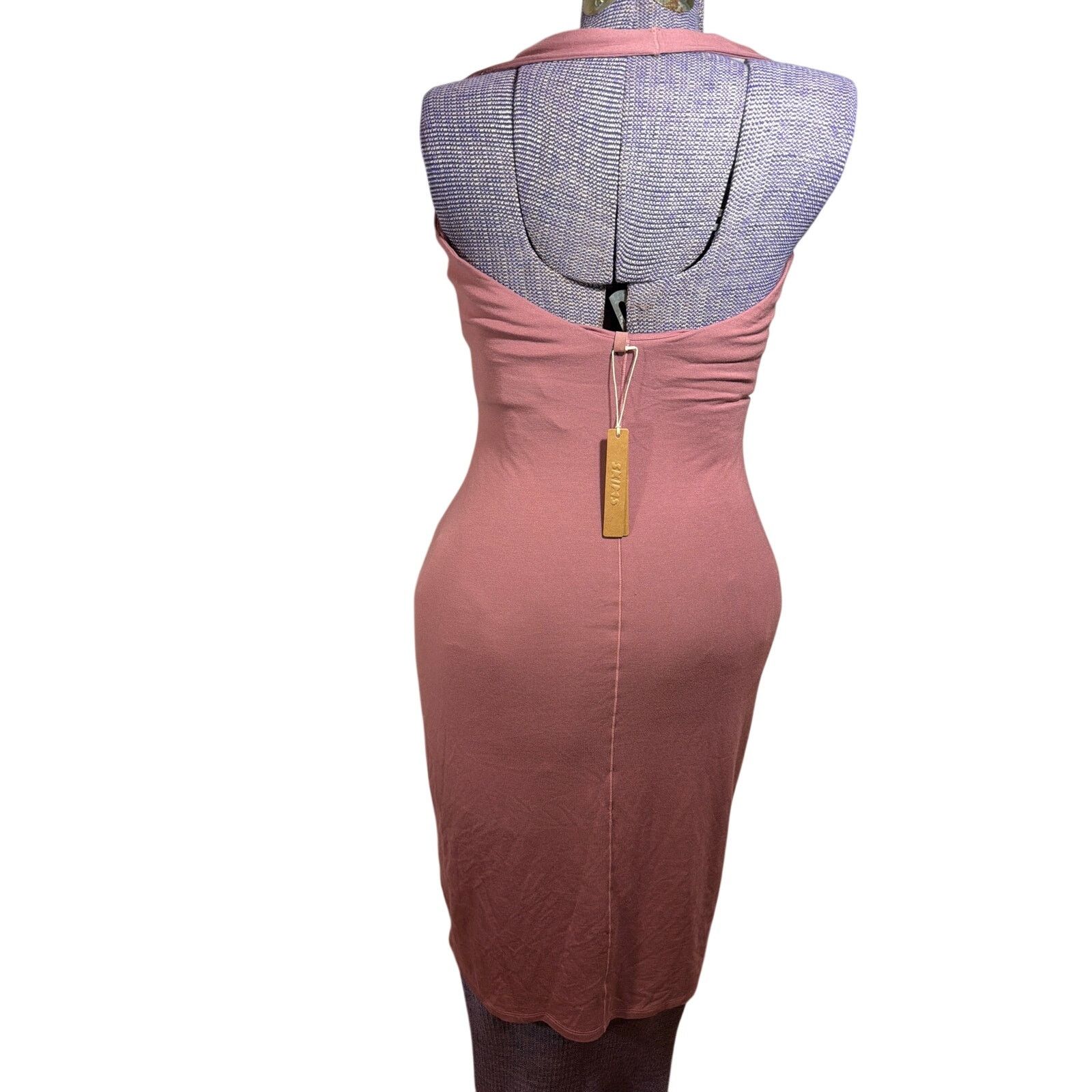 SKIMS Skims Redwood Smooth Lounge Large Midi Halter Dress NWT Size L / US 10 / IT 46 - 3 Thumbnail