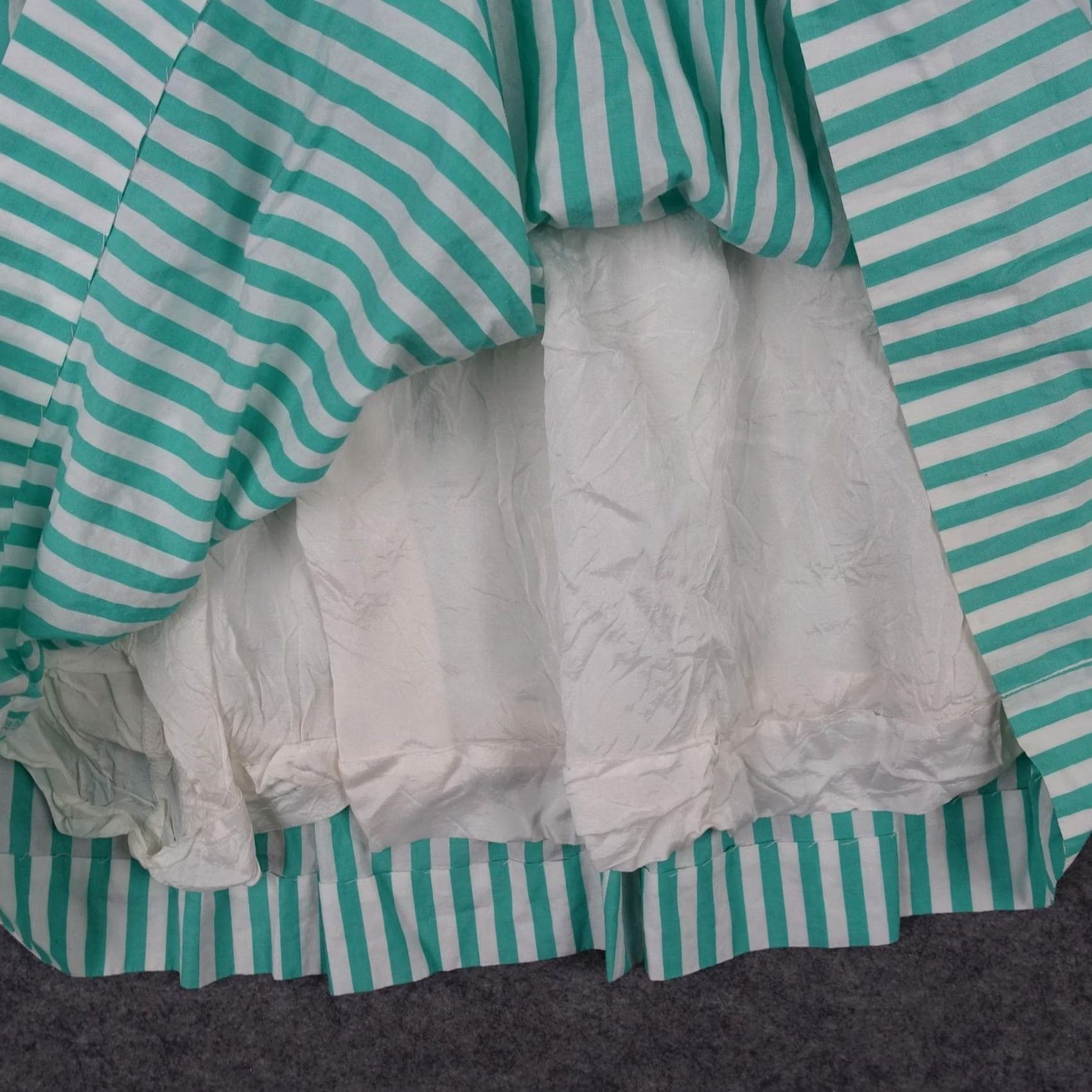 Nordstrom VINTAGE Nordstrom Skirt Womens 2 Teal White Stripe Pleated Midi Lined Pockets Size 26" / US 2 / IT 38 - 4 Thumbnail