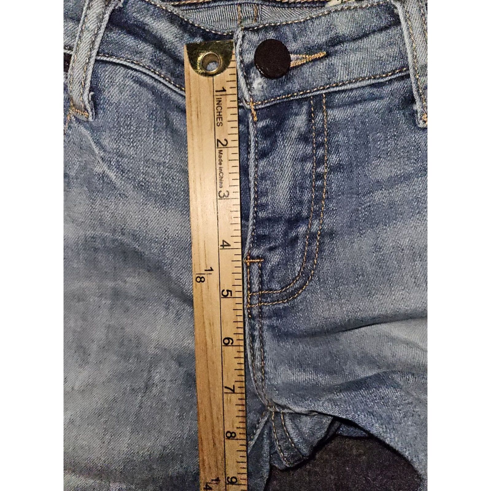 Vintage BKE Stella Cropped Jeans Women's 29 Low Rise Blue Stretch Distressed Preppy Logo Embroidered Button Inseam 25 Denim Size 29" - 4 Thumbnail