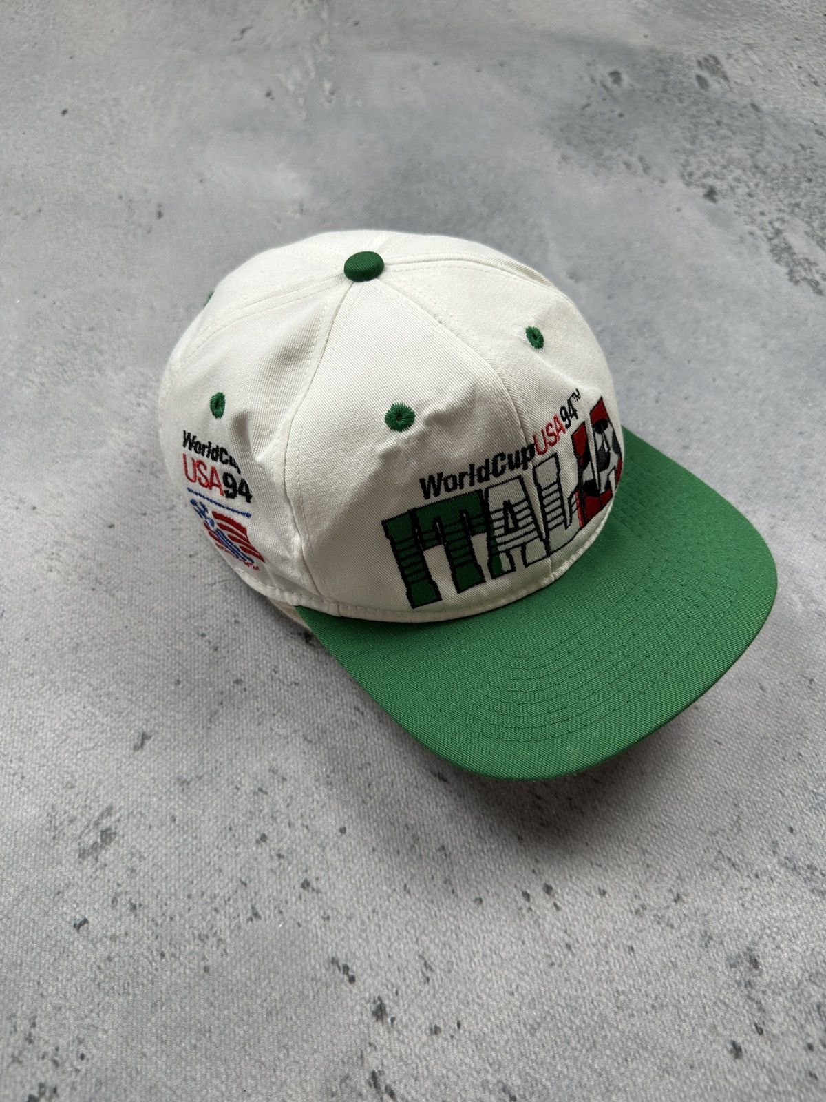 Vintage Vintage 1994 World Cup USA Italy #1 Snapback Hat Green White Size ONE SIZE - 2 Thumbnail