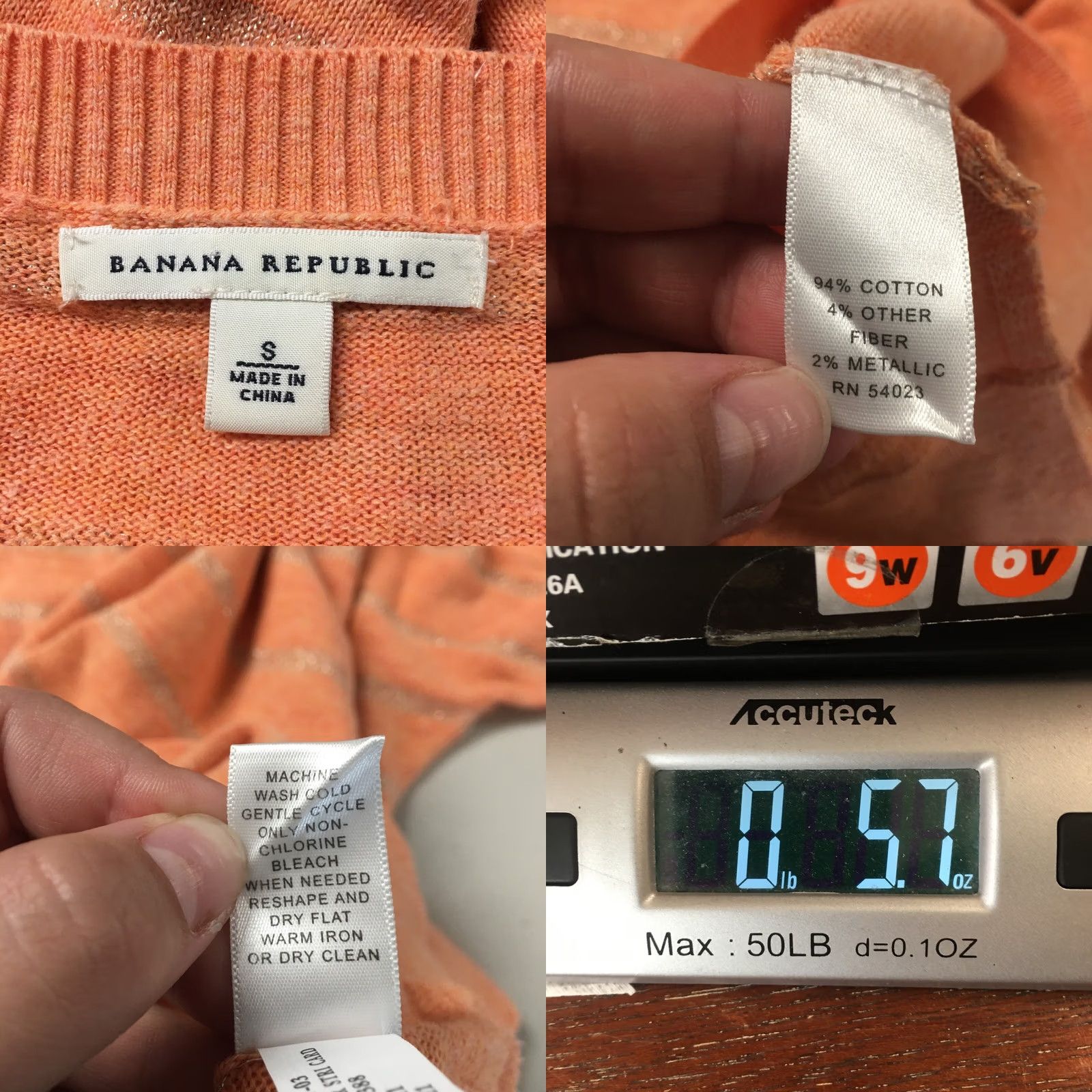Banana Republic Banana Republic Sweater Womens S Orange Cotton Blend Knit Short Sleeve Crew Neck Pullover Classic Casual Womens Size S / US 4 / IT 40 - 10 Thumbnail