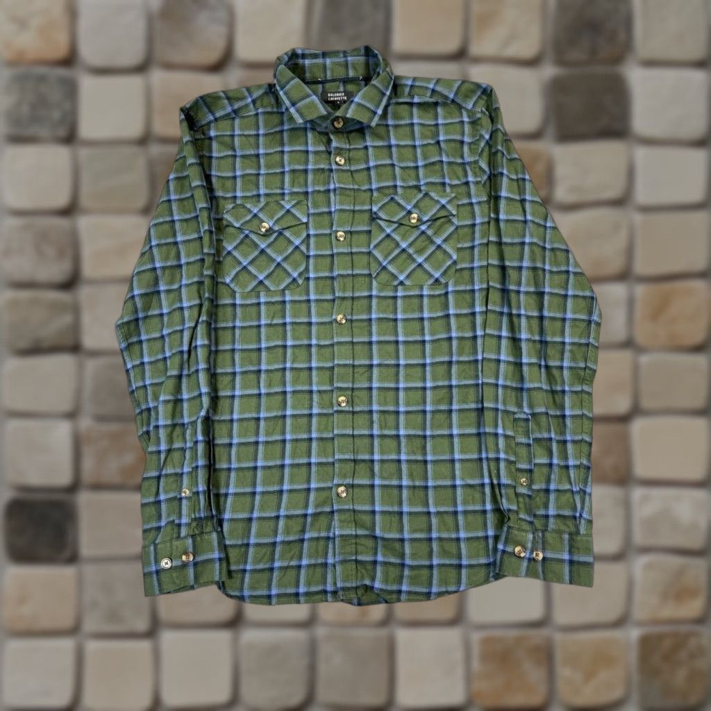 Vintage VINTAGE Galeries Lafayette Women's Cotton Plaid Button-Up Shirt L Green Casual Spring Summer Women's Size L / US 10 / IT 46 - 1 Thumbnail
