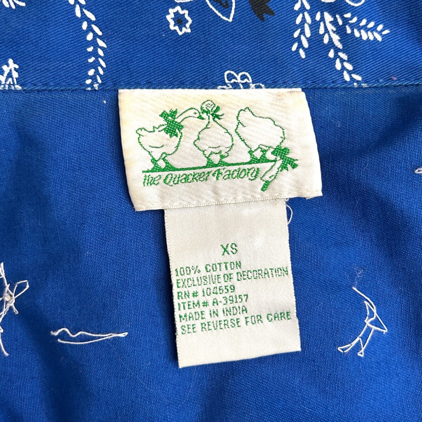 Vintage 90s Cotton Factory Blue Bandana Print Beaded Jacket Shirt Size XS / US 0-2 / IT 36-38 - 8 Thumbnail