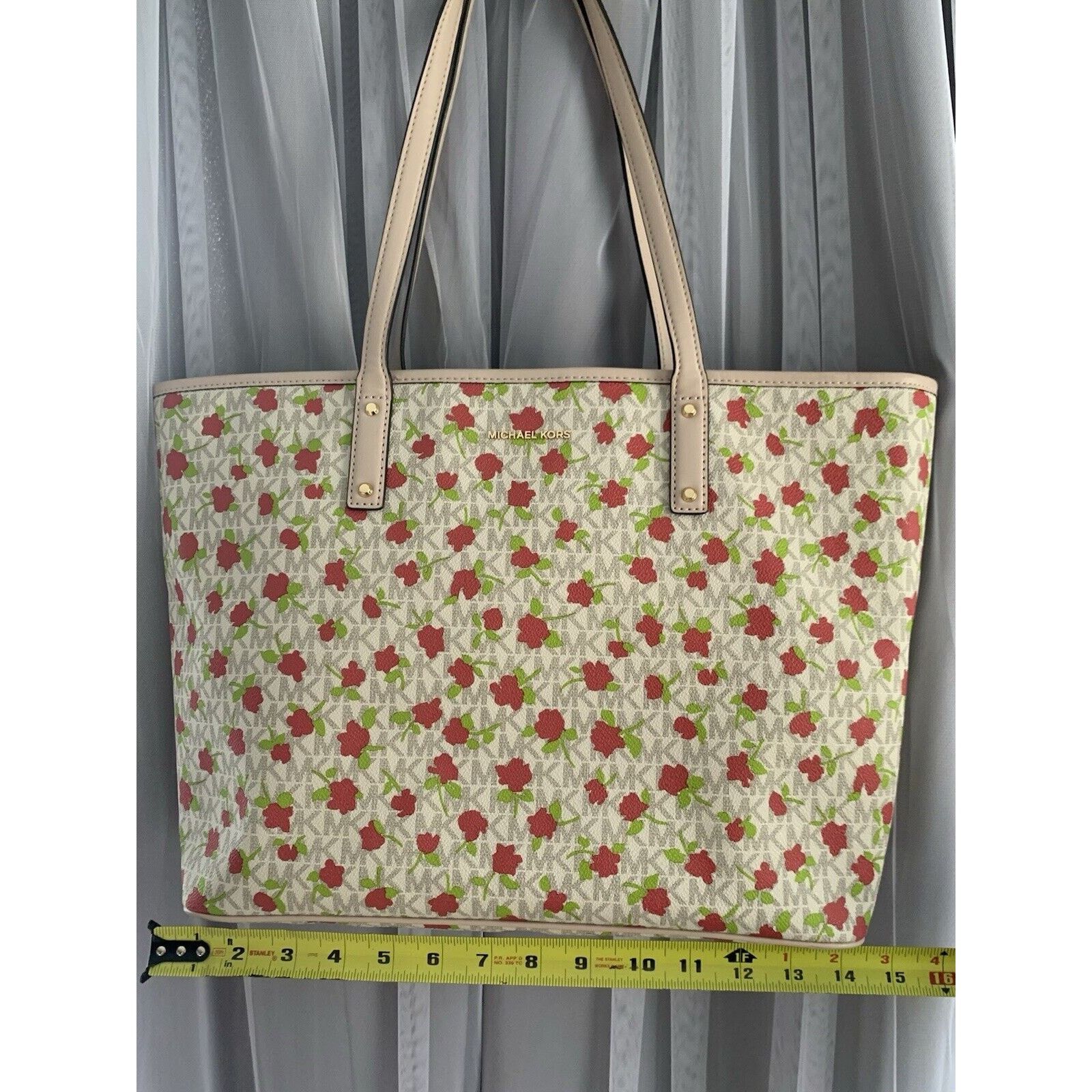 Michael Kors Michael Kors Carter MK Rose Floral Vanilla Large Tote Size ONE SIZE - 16 Thumbnail