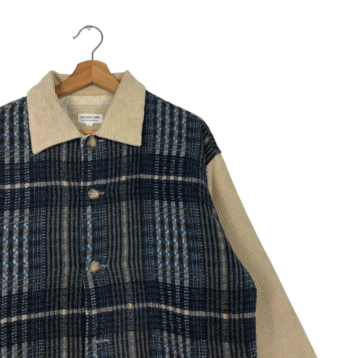 Japanese Brand 🔥PATCH WORK TARTAN DESIGN CHORE JACKET DENIM CHIC Size US L / EU 52-54 / 3 - 8 Thumbnail