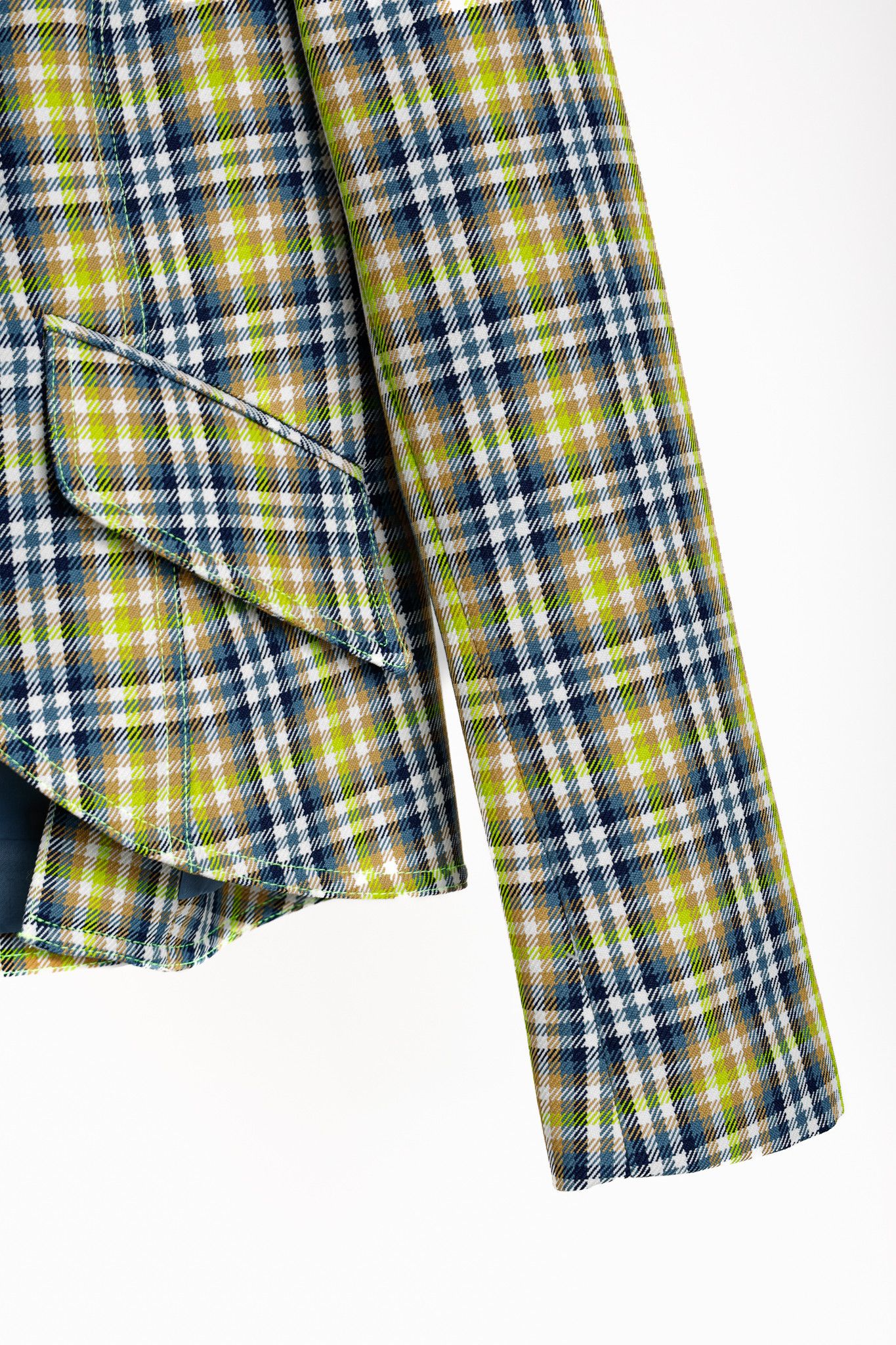 SMYTHE Smythe SS/23 Lime Plaid Pouf Sleeve One Button Blazer Size S / US 4 / IT 40 - 6 Thumbnail