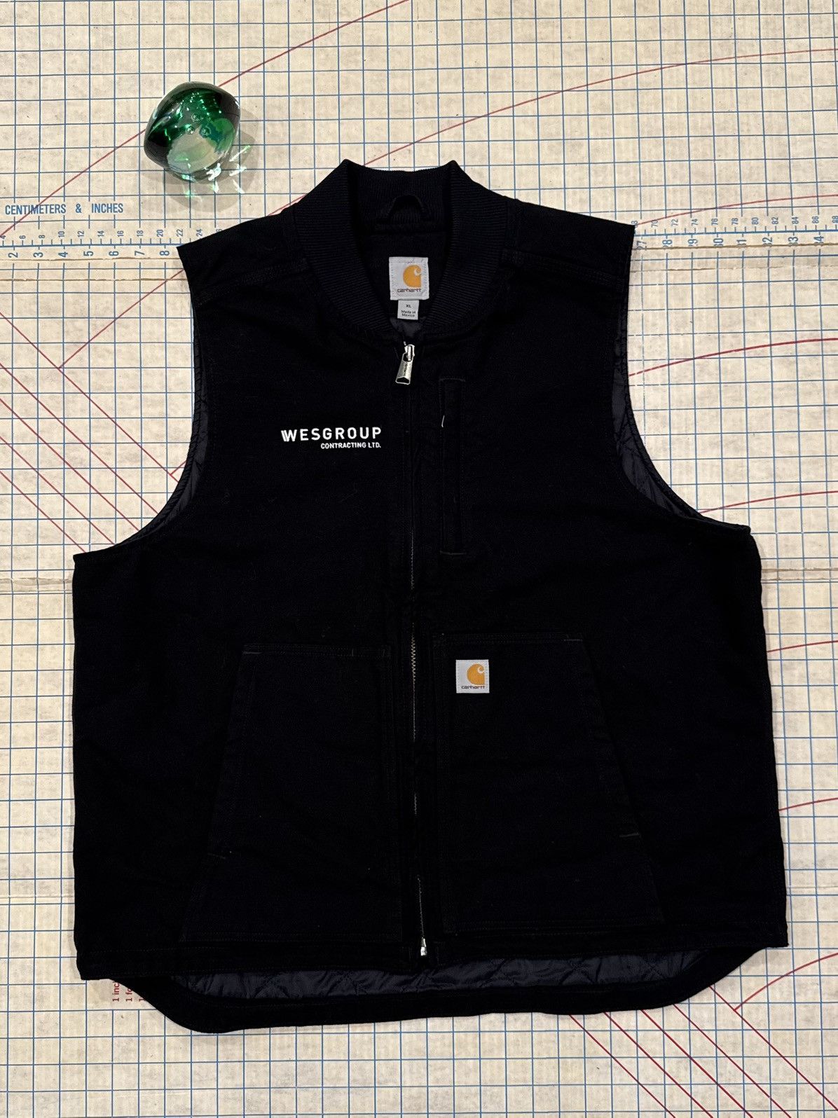 Carhartt Duck Canvas Workwear Vest Black Men XL Company Logo