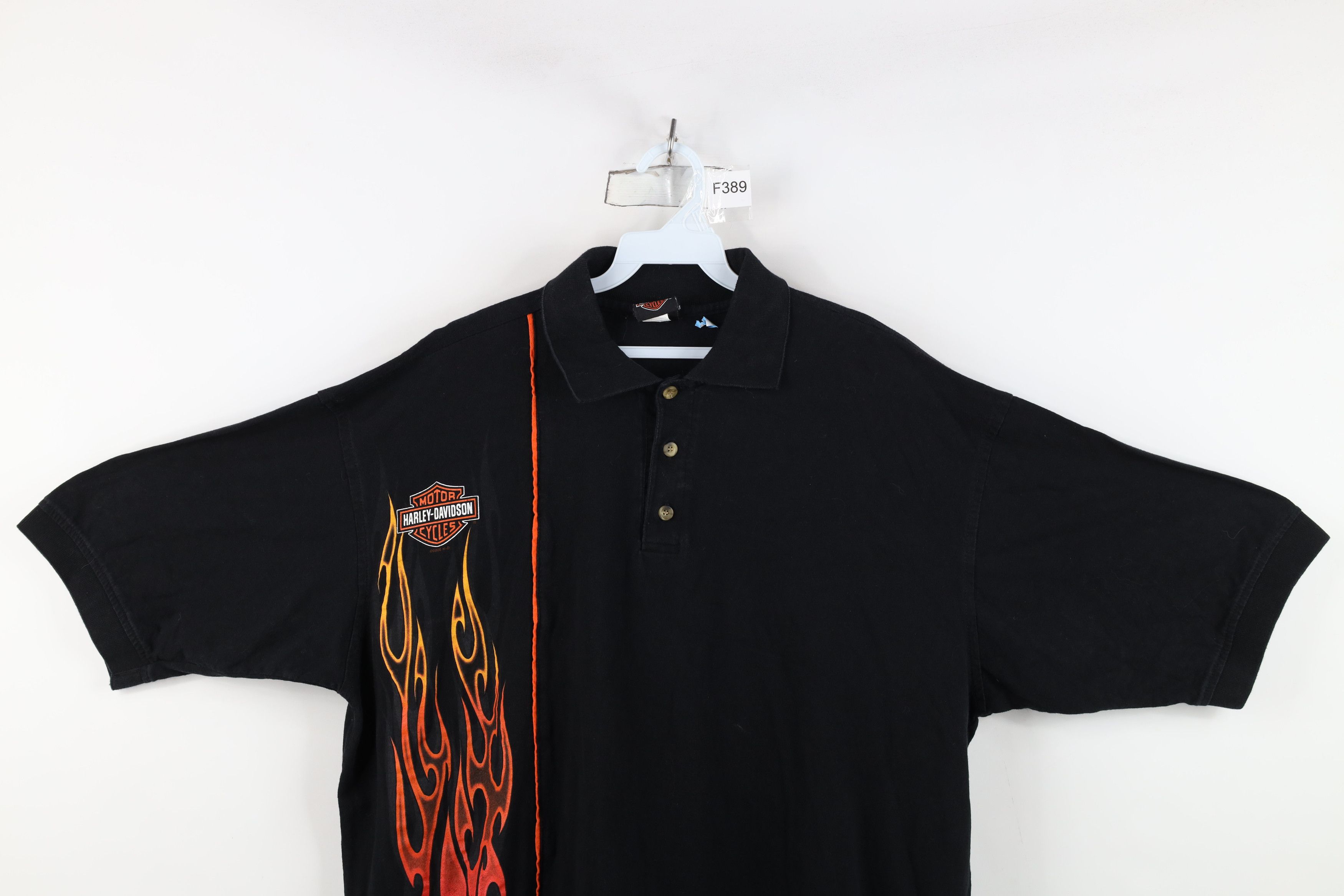 Harley Davidson Vintage Y2K Harley Davidson Fire Flames Collared Polo Shirt Size US XL / EU 56 / 4 - 2 Thumbnail