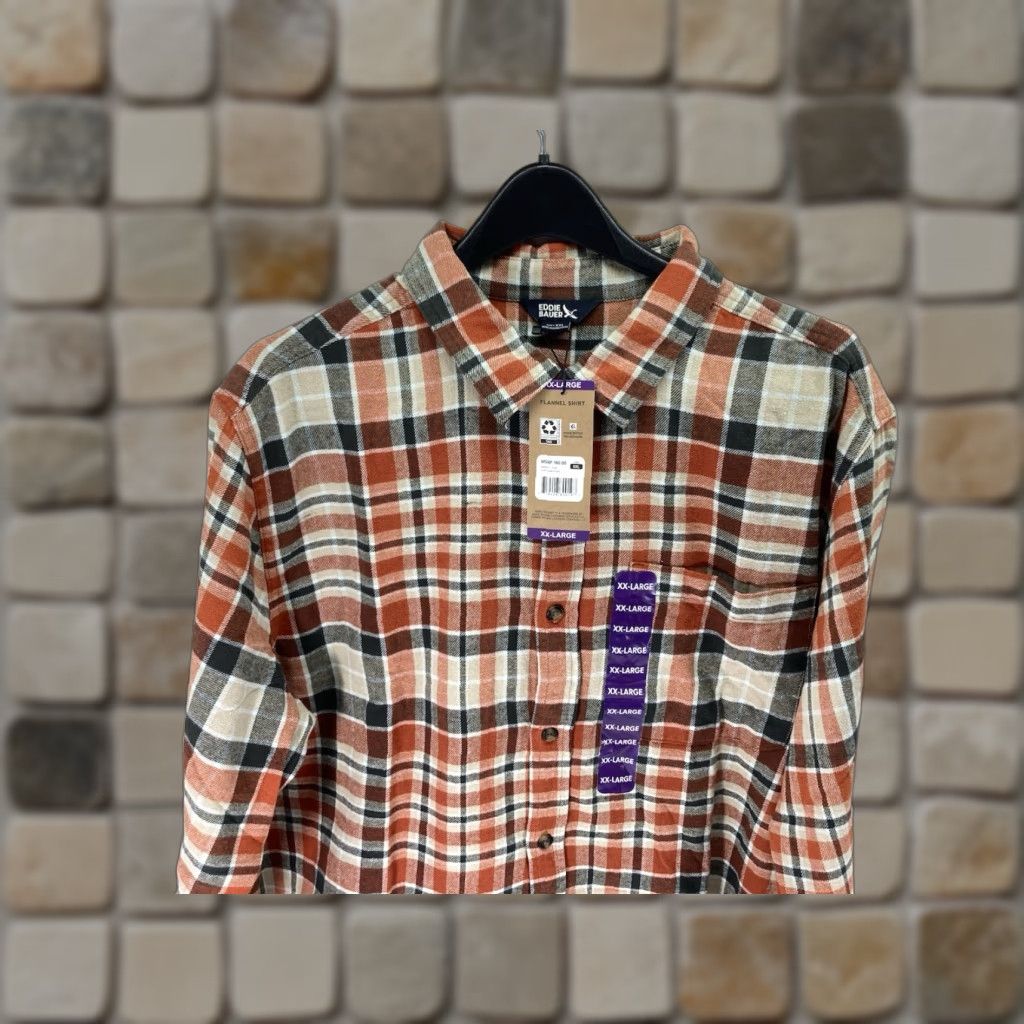 Eddie Bauer Eddie Bauer Flannel Shirt Men Size 2XL XXL Orange Plaid Long Sleeve Button NWT Size US XXL / EU 58 / 5 - 1 Thumbnail