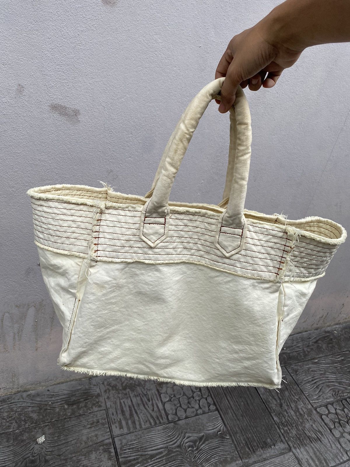 Comme des Garcons 🔥RARE🔥 Vintage CDG “tricot” Multi Stitches Duck Cotton Bag Size ONE SIZE - 15 Thumbnail