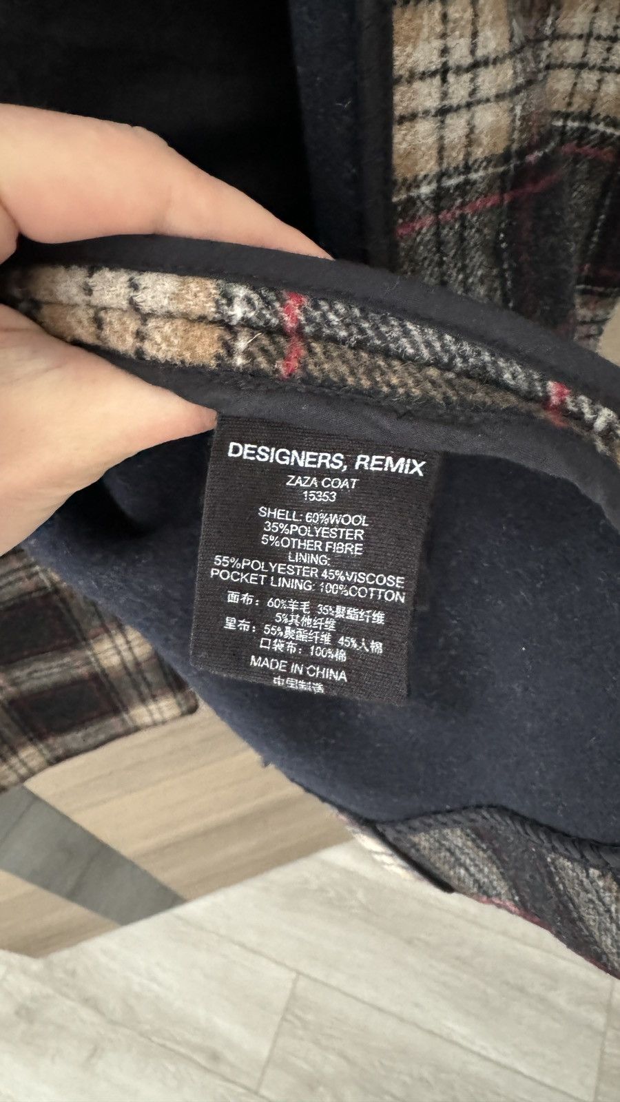 Designers Remix Two-Breasted Wool Checkered Coat