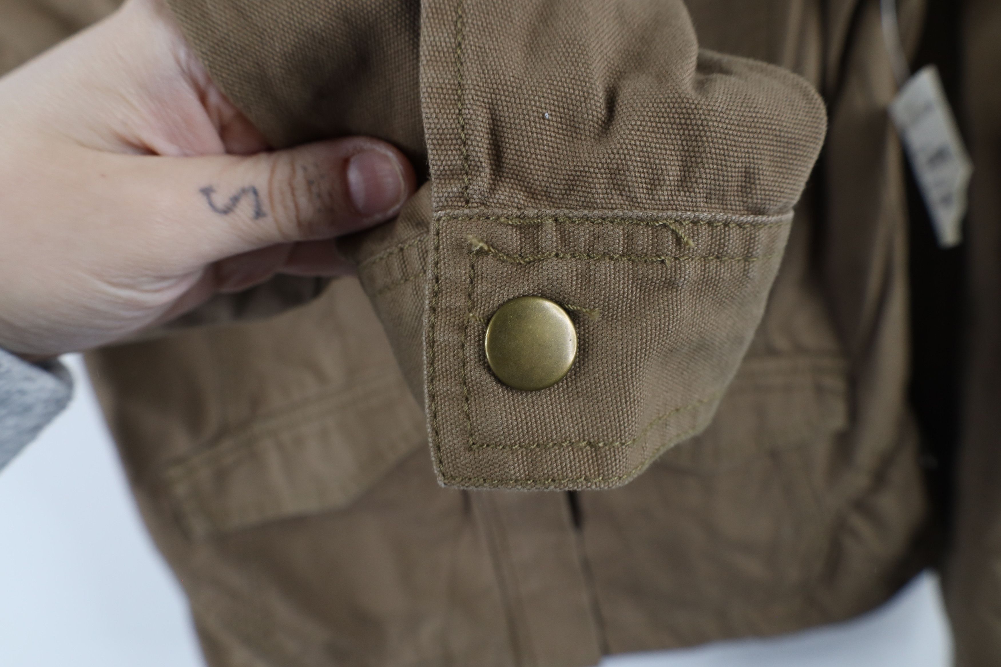 Vintage New Hinge Nordstrom Canvas Military Style Field Jacket Stone Size S / US 4 / IT 40 - 9 Thumbnail