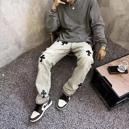 Japanese Brand Croix Cross Stitched Washed Denim Pants Size US 32 / EU 48 - 3 Thumbnail