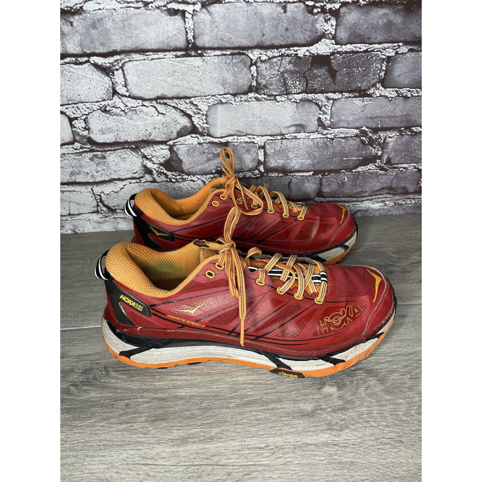 Hoka Hoka One Vibram Mafate Speed 2 Red Synthetic Running Shoes M Size US 9.5 / EU 42-43 - 20 Thumbnail