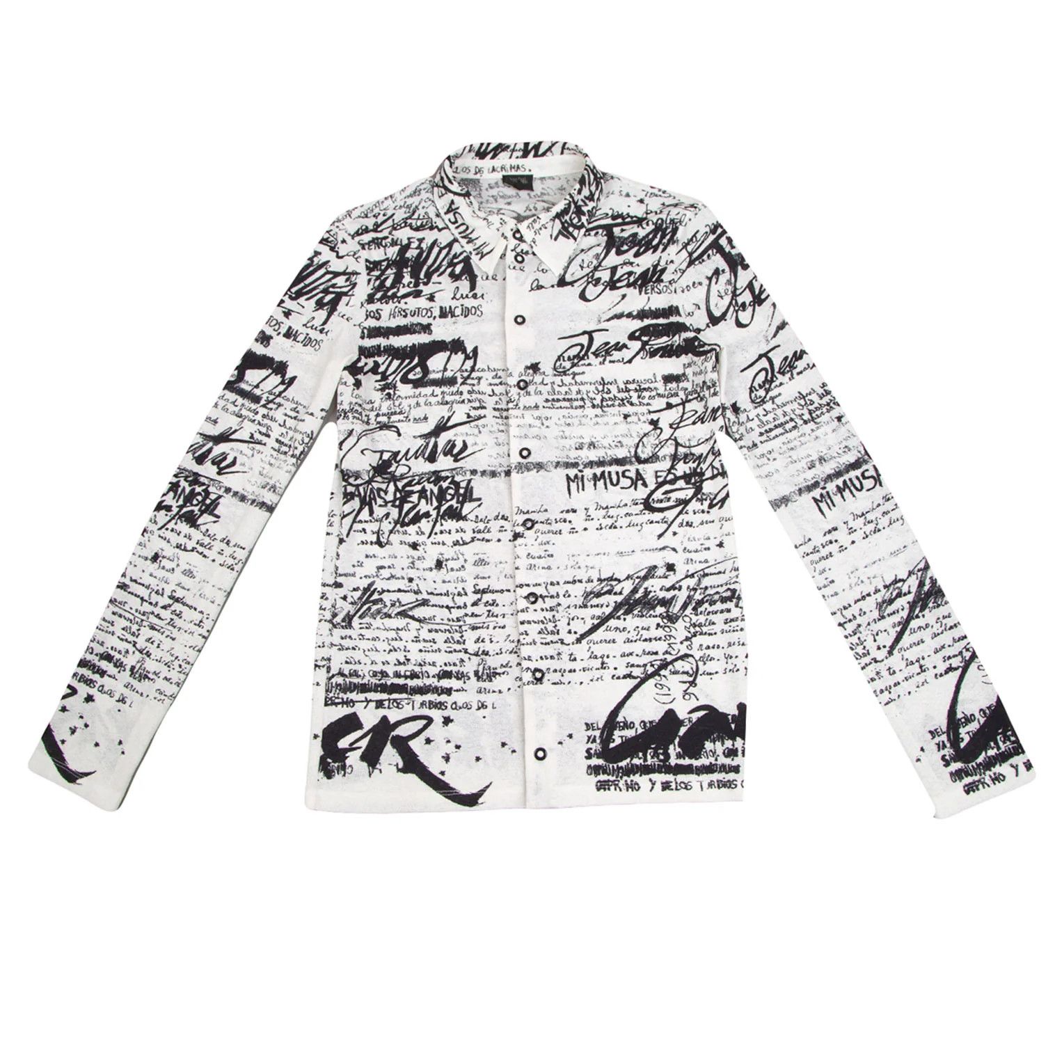 Jean Paul Gaultier Polyester Snap Button Shirt in Black and White, Size 48 Size US M / EU 48-50 / 2 - 1 Thumbnail