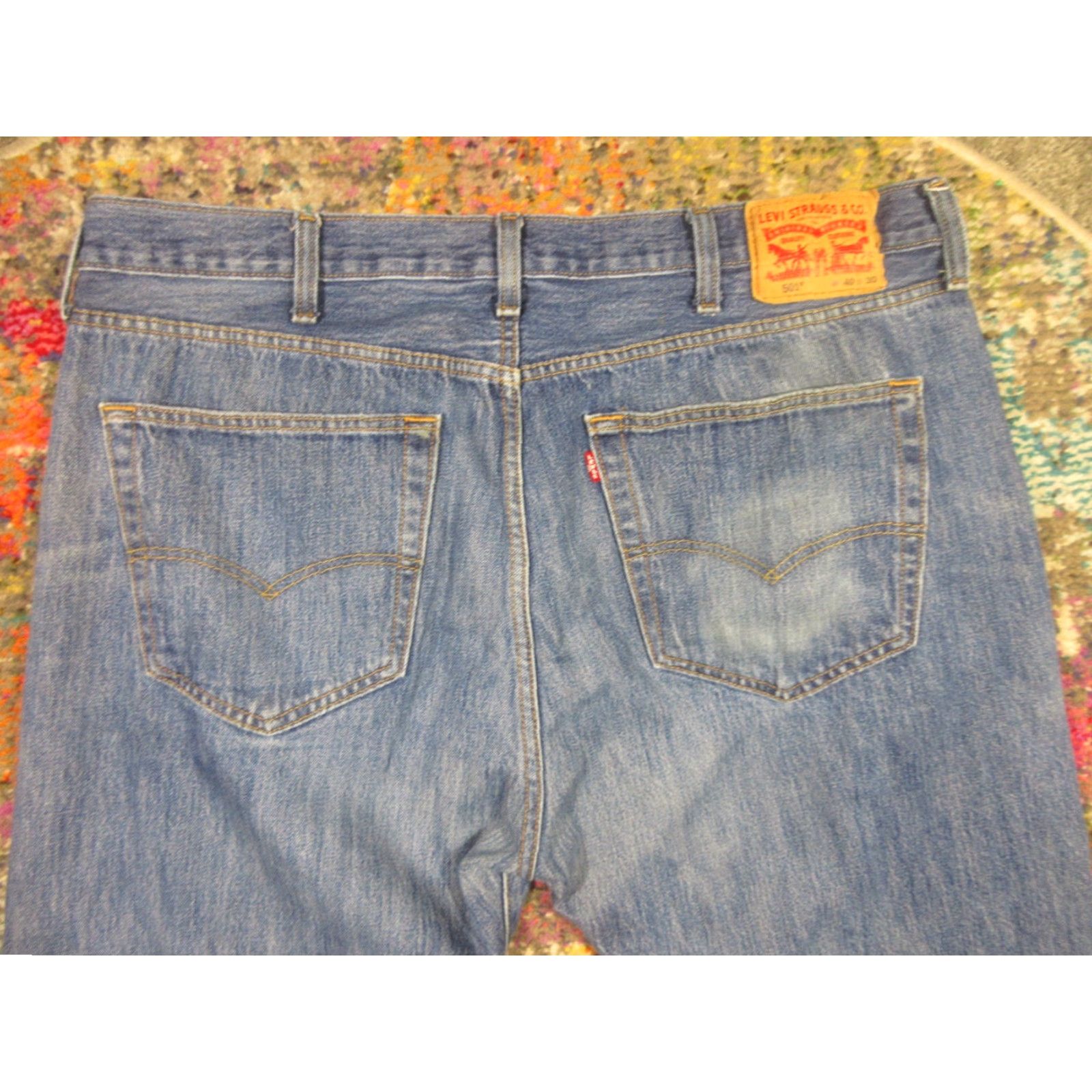 Levi's LEVI'S 501 Jeans 40x30 Original Fit Denim Jeans Button Fly Mid Rise Blue Mens Regular 40 Inseam 30 Distressed Logo Classic USA Vintage-Not-Applicable Size US 40 / EU 56 - 4 Thumbnail