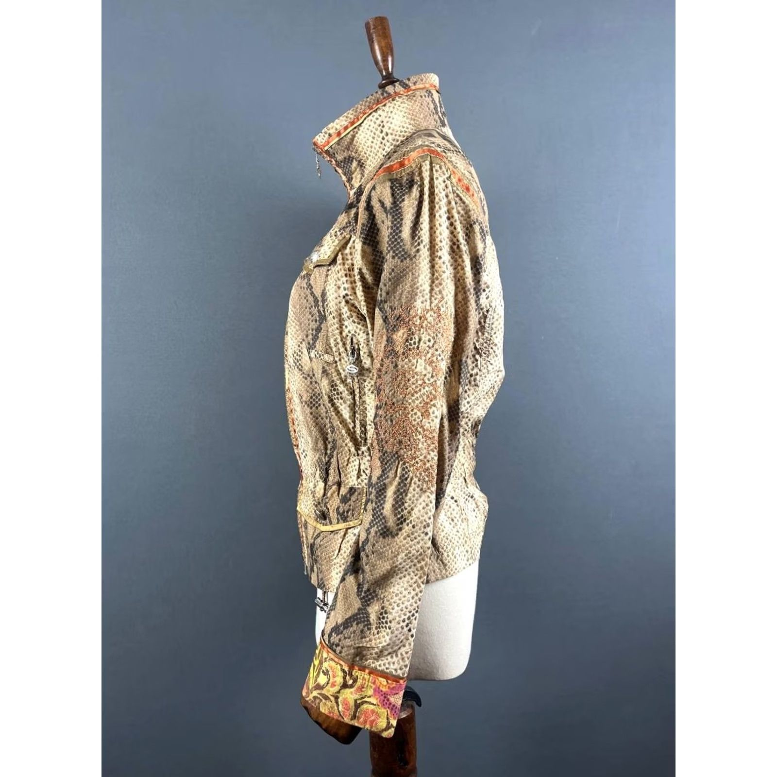 Vintage Sportalm Jacket Women's Size 36 Snakeskin Print Polyamide Long Sleeve Zip Brown Lining Pockets Regular Modern Classic Size XS / US 0-2 / IT 36-38 - 5 Thumbnail
