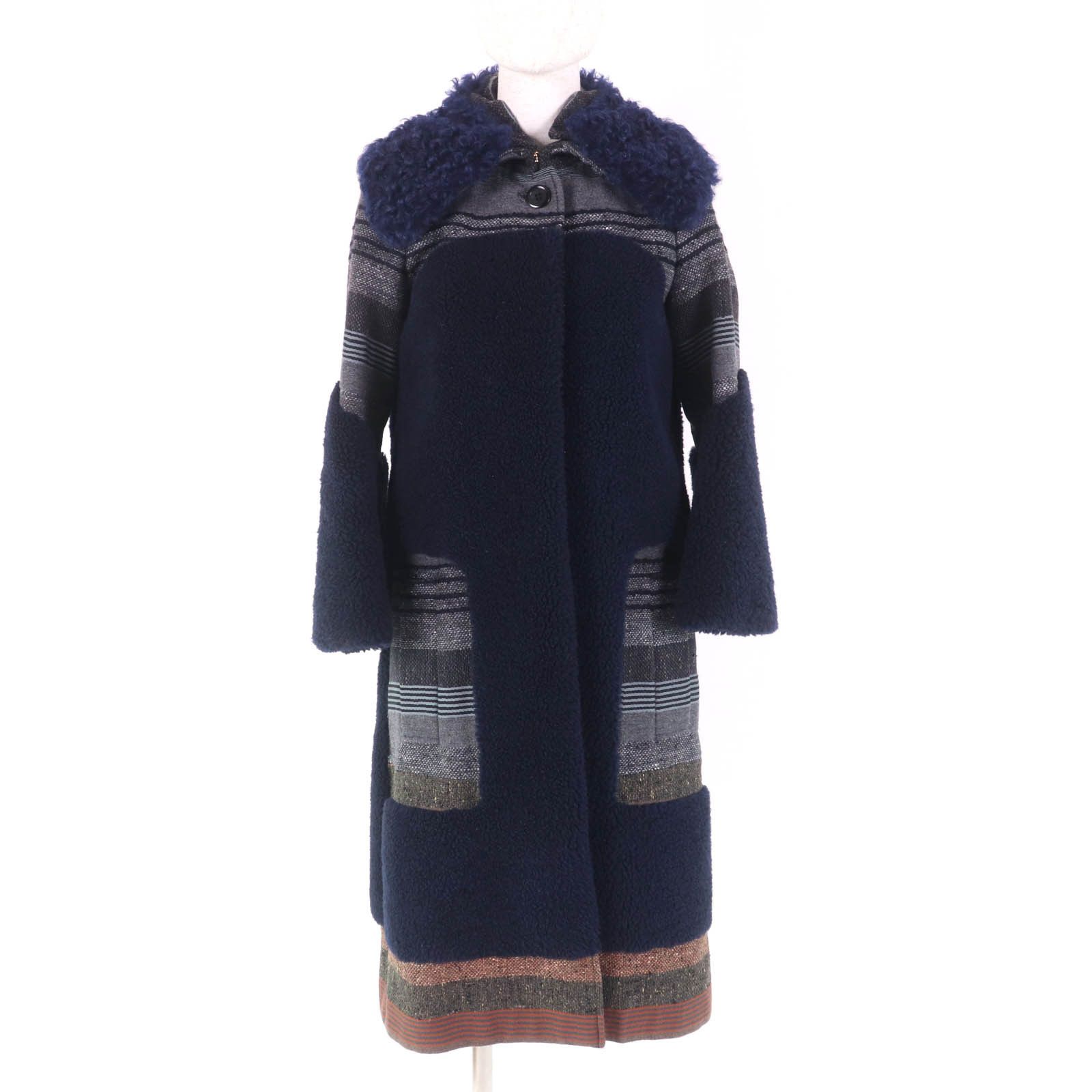 Louis Vuitton Louis Vuitton Louis Vuitton Logo button with lamb fur switching wool coat Others Outerwear DUTY FREE for USA Size ONE SIZE - 1 Thumbnail