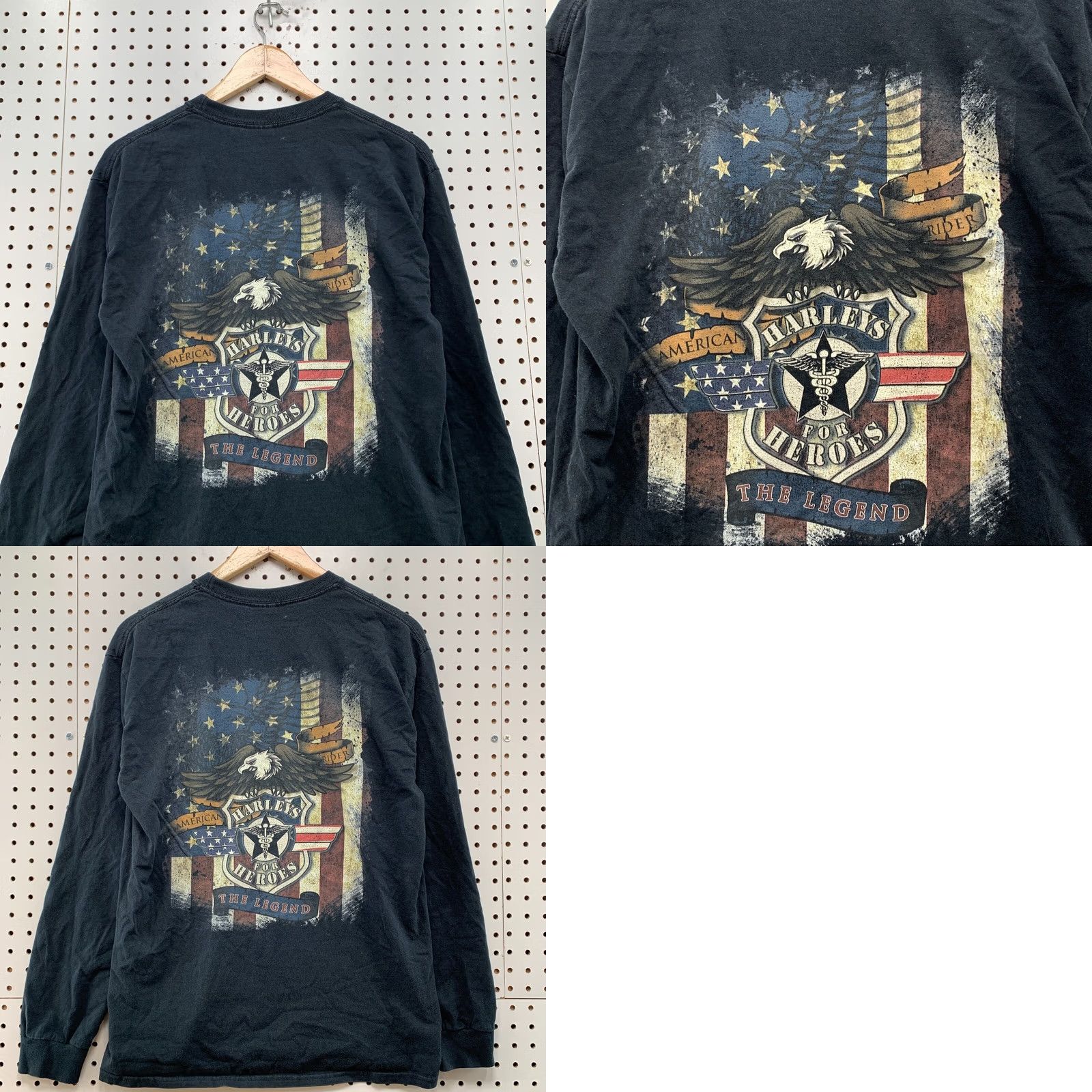 Gildan Keywords: "Vintage," "Harley," "For Heroes," "Shirt," "Mens," "Medium," "Black," "Eagle Flag," "20x27" – These are prominent and relevant Size US M / EU 48-50 / 2 - 9 Thumbnail