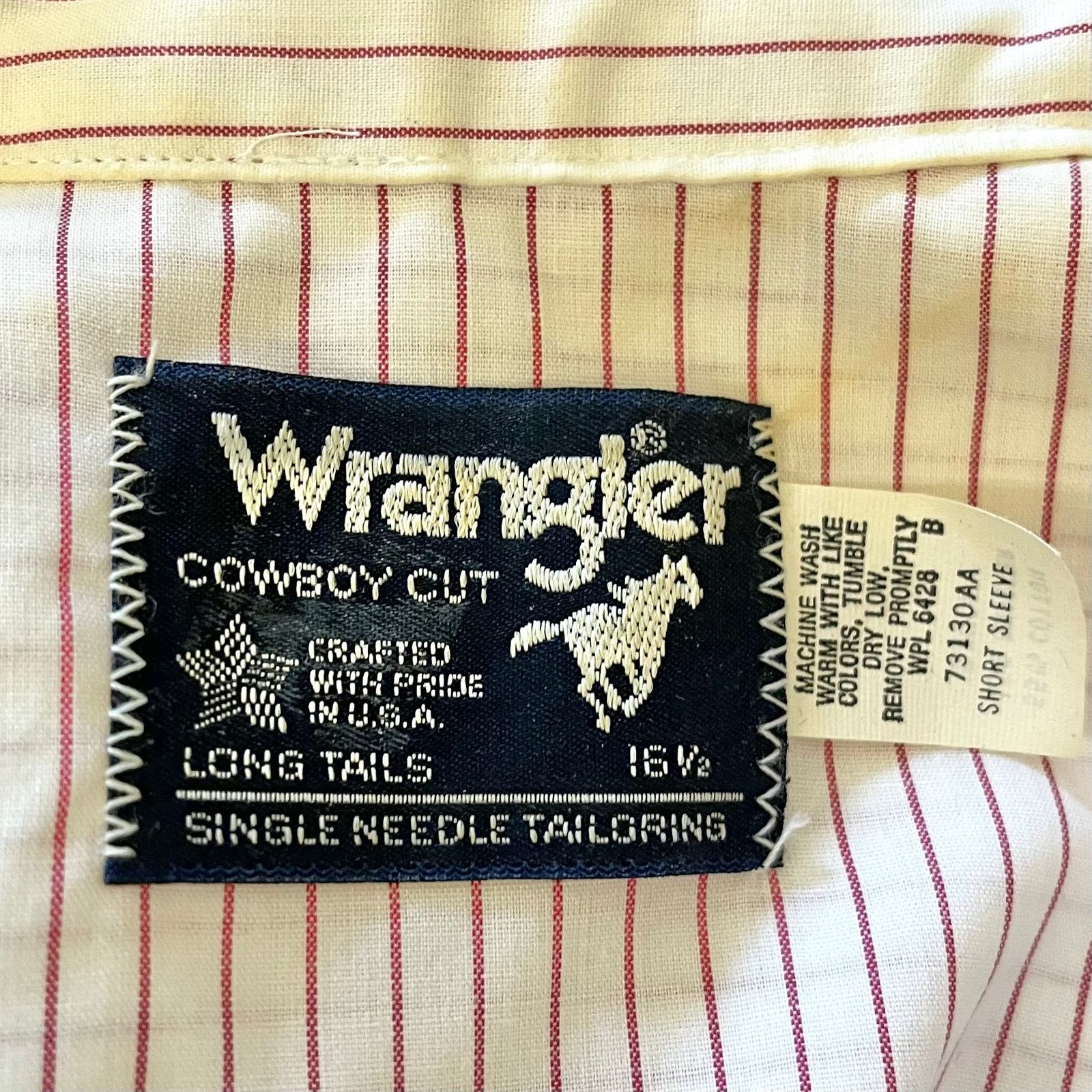 Vintage × Wrangler Vintage Wrangler White Striped Cowboy Cut Long Tails Shirt Size US XL / EU 56 / 4 - 3 Thumbnail