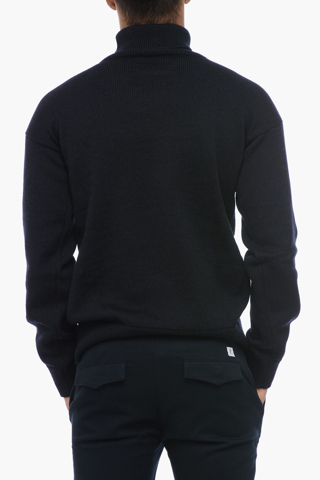 Jil Sander og1mm0625 Turtleneck Anchor Pullover Sweater in Blue Size US L / EU 52-54 / 3 - 2 Thumbnail