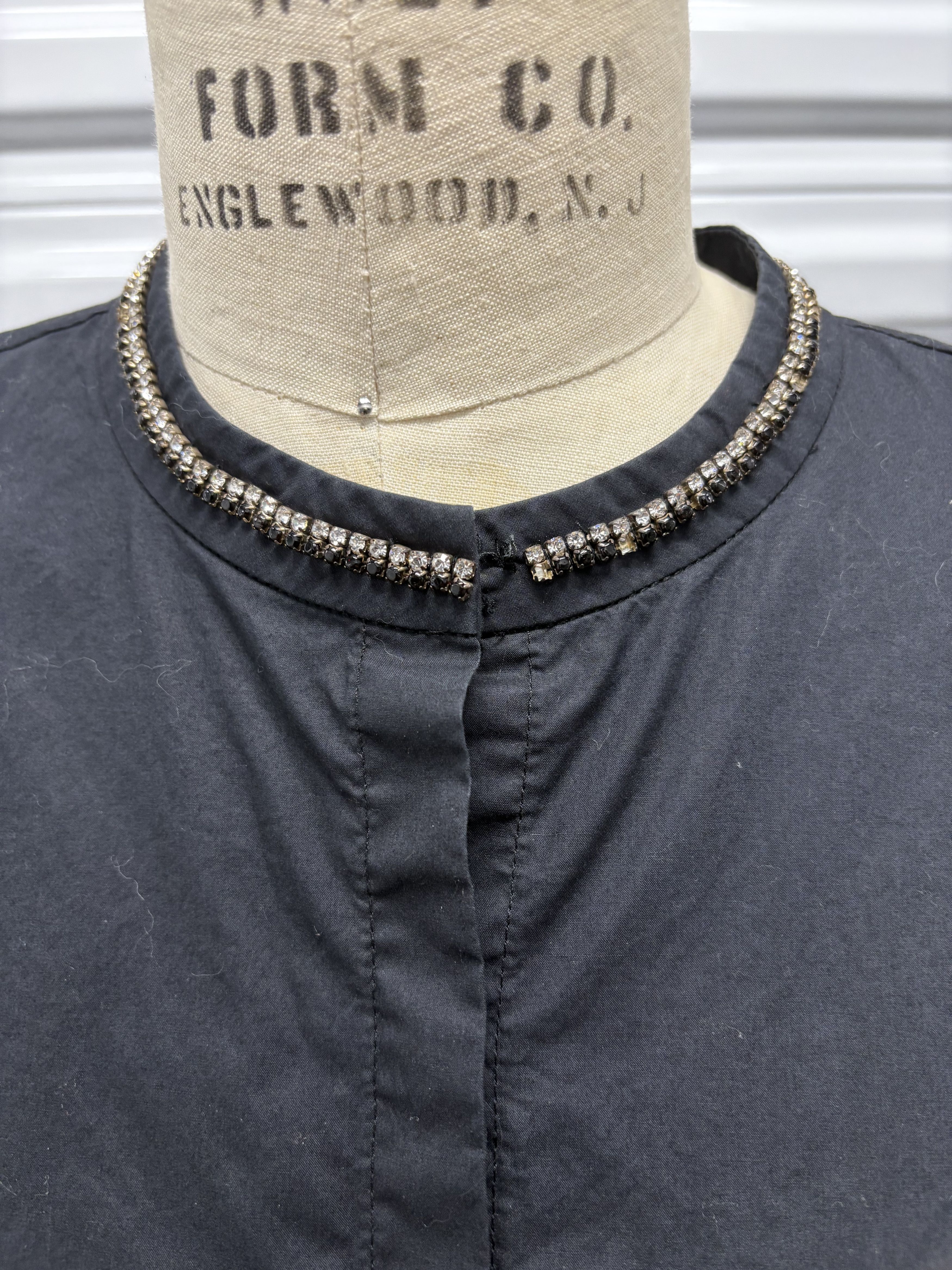 Maje Maje Black Cotton Blouse with Rhinestone necklace Size S / US 4 / IT 40 - 2 Thumbnail