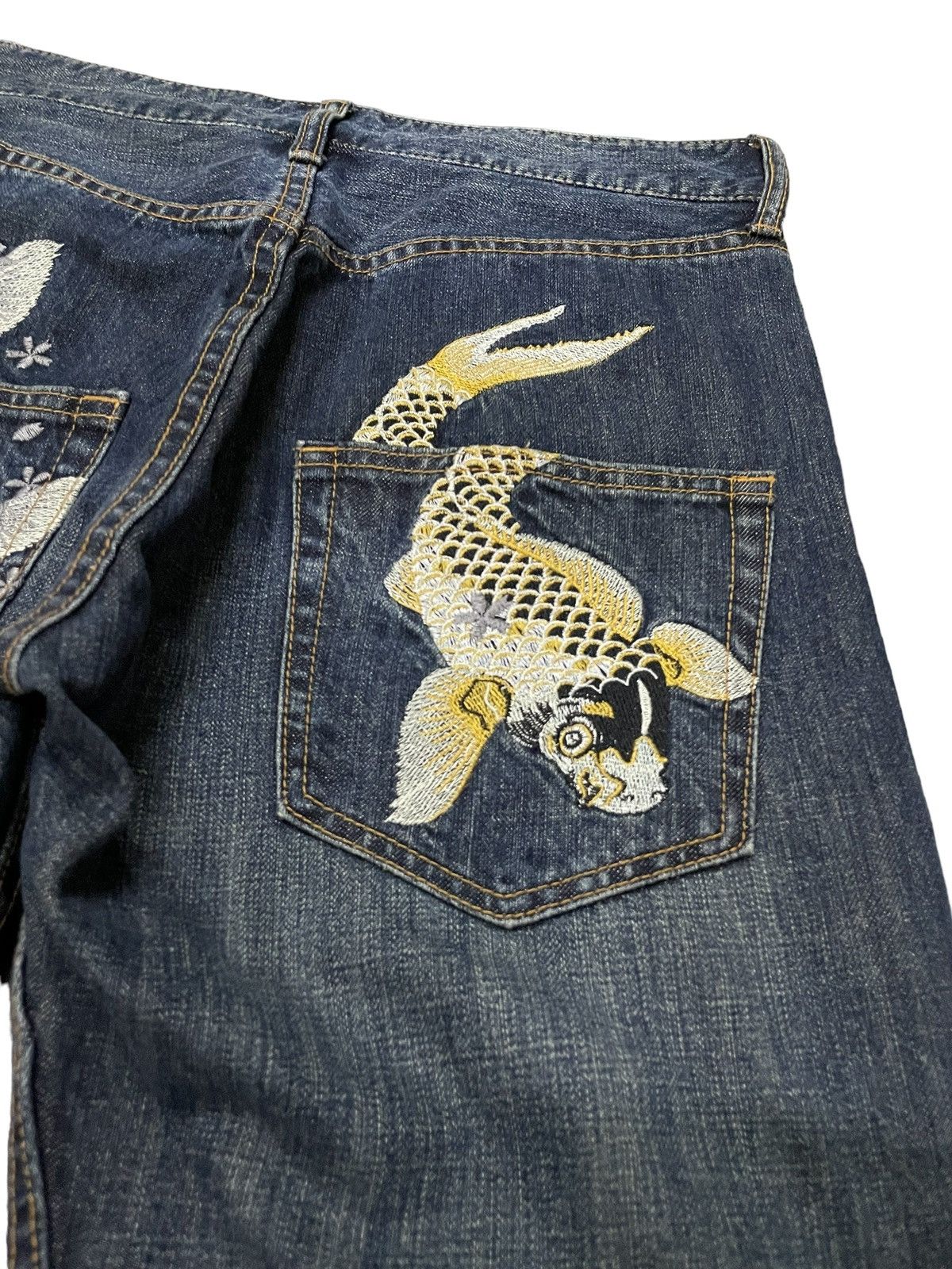 Red Monkey × Samurai Jeans Sukajan Yakuza Embroidered Traditional Japanese Tattoo Jeans Size US 30 / EU 46 - 8 Thumbnail