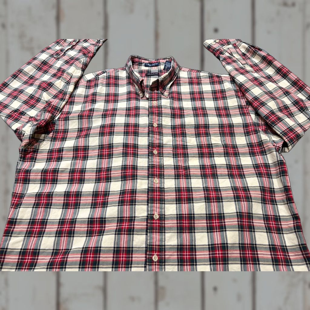Gant GANT Shirt Men XLT Long Sleeve Button-Up Plaid Oxford College Blue Multicolor College Men's Big & Tall Size US XL / EU 56 / 4 - 1 Thumbnail