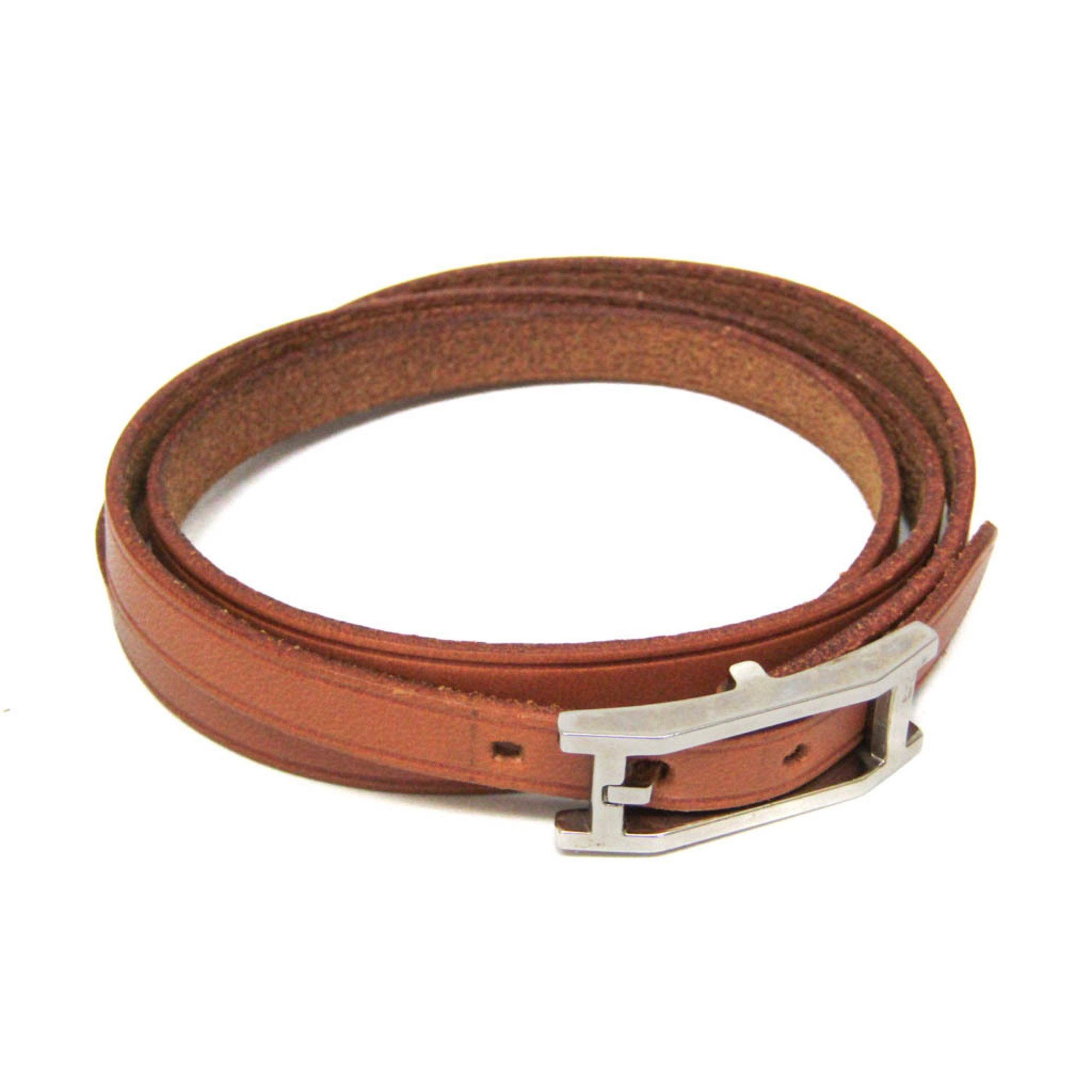 Hermes Hermes API III Choker Leather,Metal Bangle Brown,Silver Size ONE SIZE - 1 Thumbnail