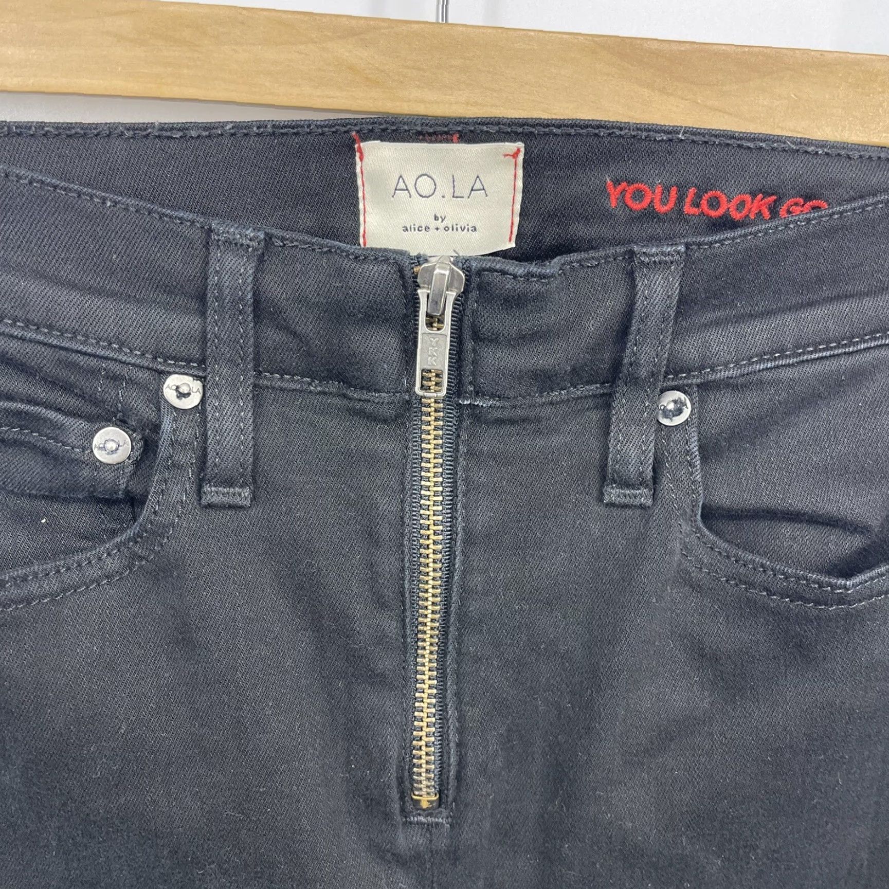 Alice + Olivia VINTAGE Alice + Olivia Jeans Women 26 Black Denim Skinny High Rise Zipper Retro Y2K Size 26" / US 2 / IT 38 - 4 Thumbnail