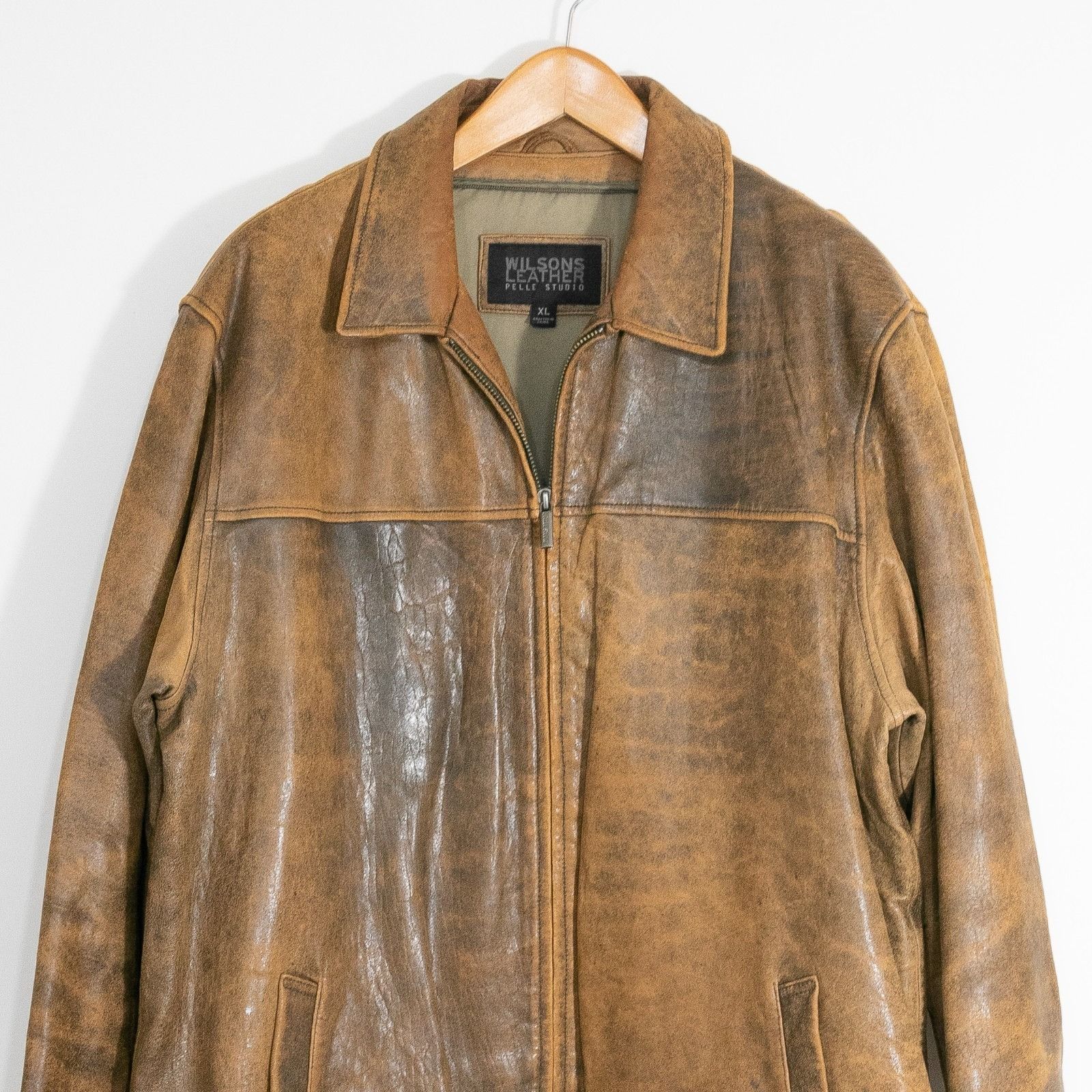 Wilsons Leather Vintage Wilsons Leather Brown Leather Jacket Mens XL Patina Size US XL / EU 56 / 4 - 2 Thumbnail