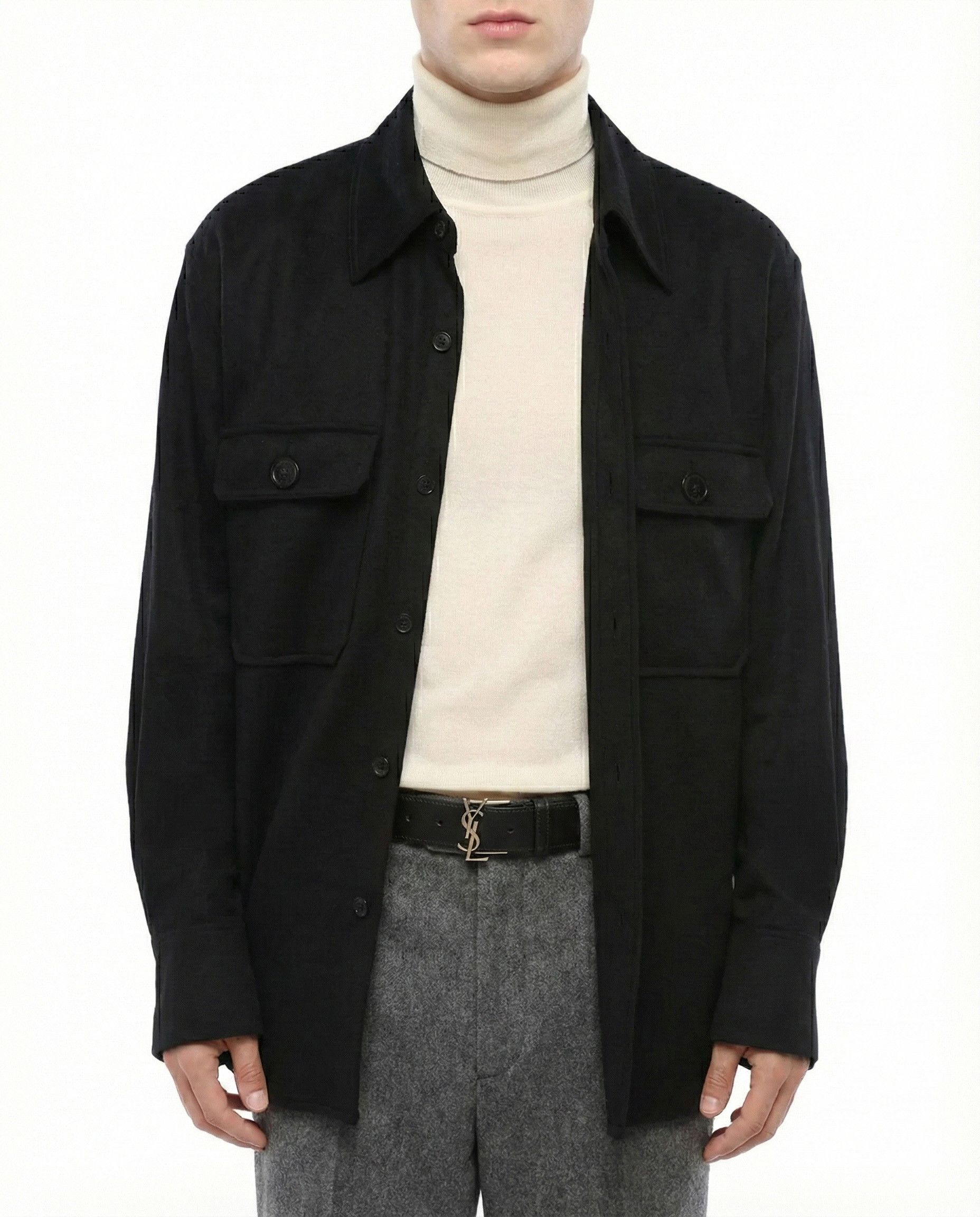 Saint Laurent Paris SL Pure Cashmere Overshirt Size US L / EU 52-54 / 3 - 1 Thumbnail