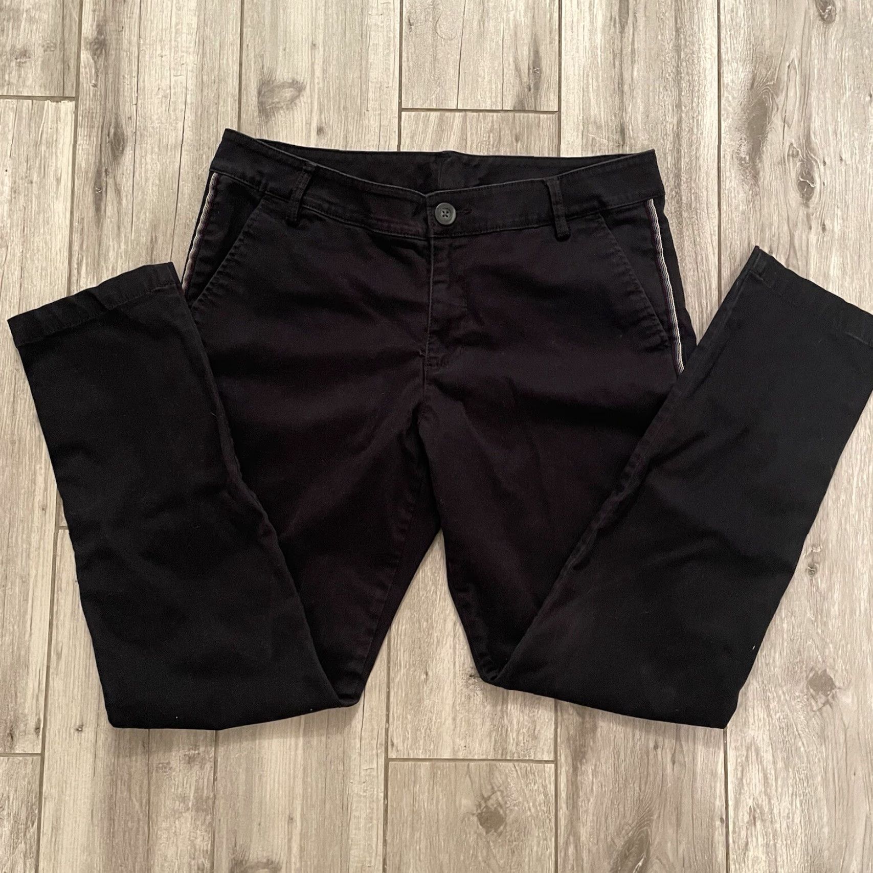 Vintage Cabi The Peyton Trouser Size 8 Women’s Black Pants Side tuxedo Stripe 5313 Size 30" / US 8 / IT 44 - 2 Thumbnail