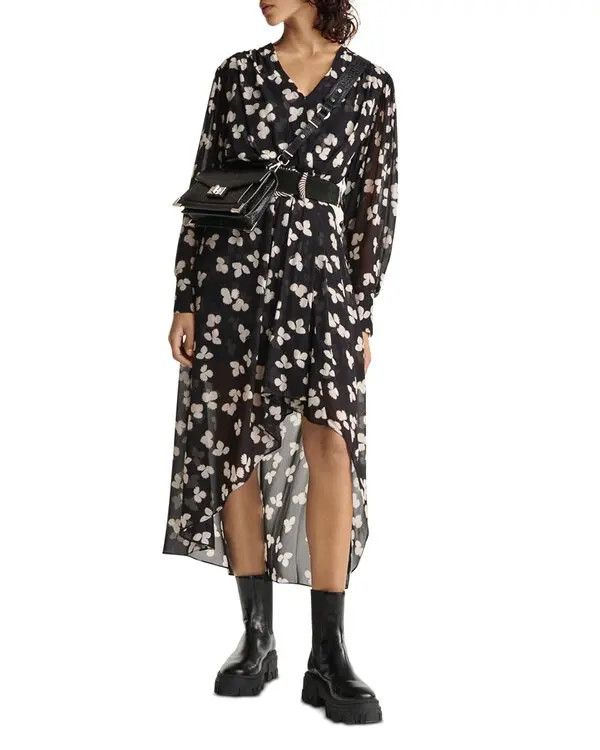The Kooples The Kooples Asymmetric Flowing Floral Maxi Dress Sleeve Sz 3 Size L / US 10 / IT 46 - 3 Thumbnail