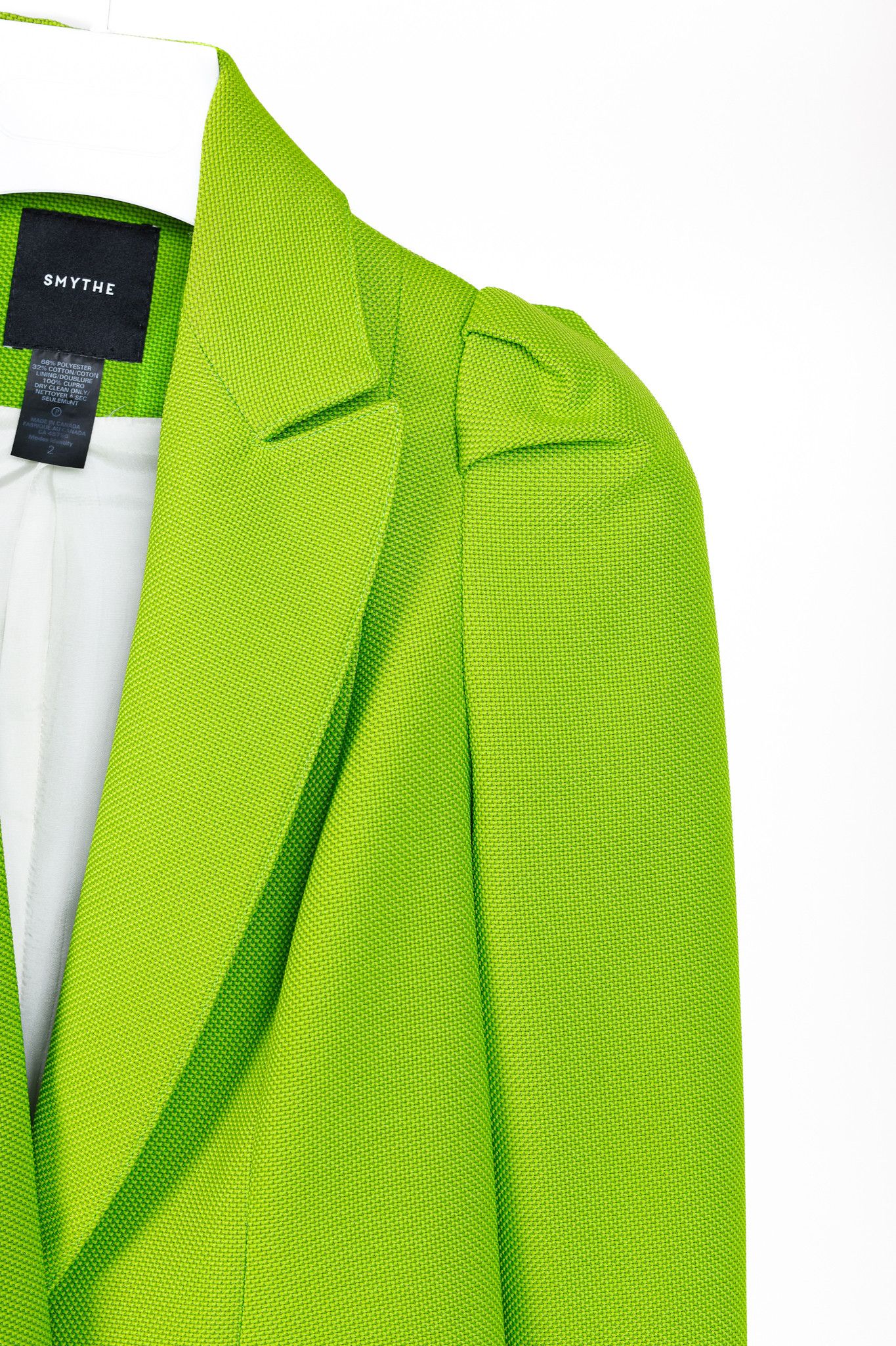 SMYTHE Smythe Box Pleat Lime Cotton-Blend Blazer Size XS / US 0-2 / IT 36-38 - 5 Thumbnail