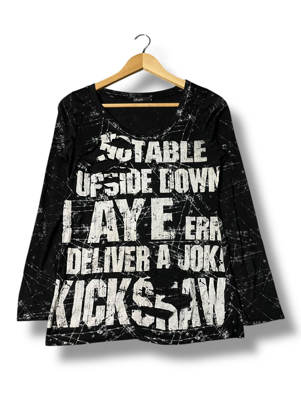 Japanese Brand SWELISH Punk Grunge Distressed Cut Tshirt (74) Size M / US 6-8 / IT 42-44 - 1 Thumbnail
