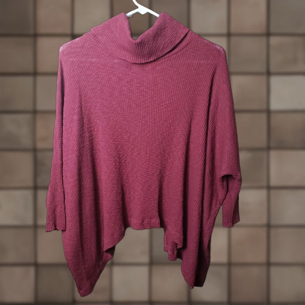 Free People VINTAGE Free People FP Beach World Traveler Dolman Sleeve Cowl Neck Split Back-Size S Shirt Womens Pullover Red Ribbed Knit Oversized Sweater Size S / US 4 / IT 40 - 1 Thumbnail