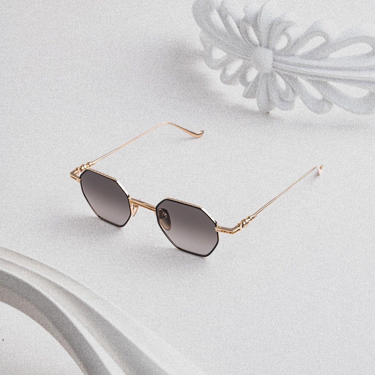 Chrome Hearts CHROME HEARTS EVACULATION MATTE BLACK/GOLD PLATED SUNGLASSES Size ONE SIZE - 2 Thumbnail