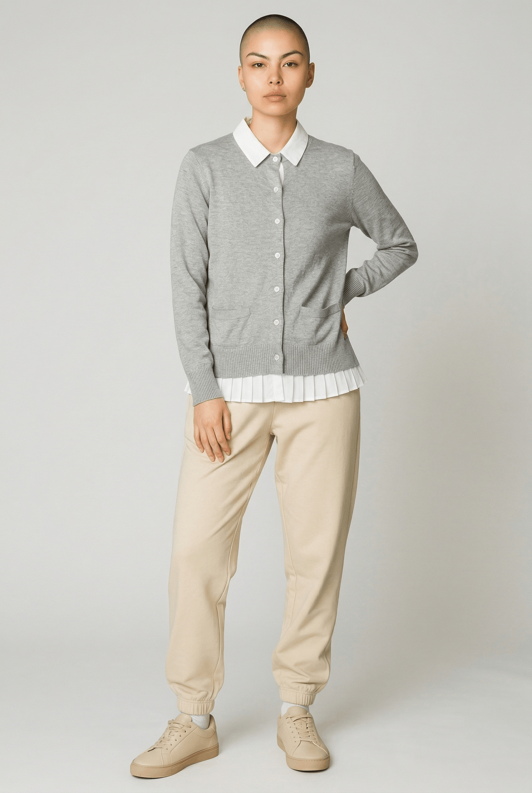 Sacai Sacai Pleated Back Cardigan Hybrid Knit Shirt Japan Designer Size US S / EU 44-46 / 1 - 1 Thumbnail