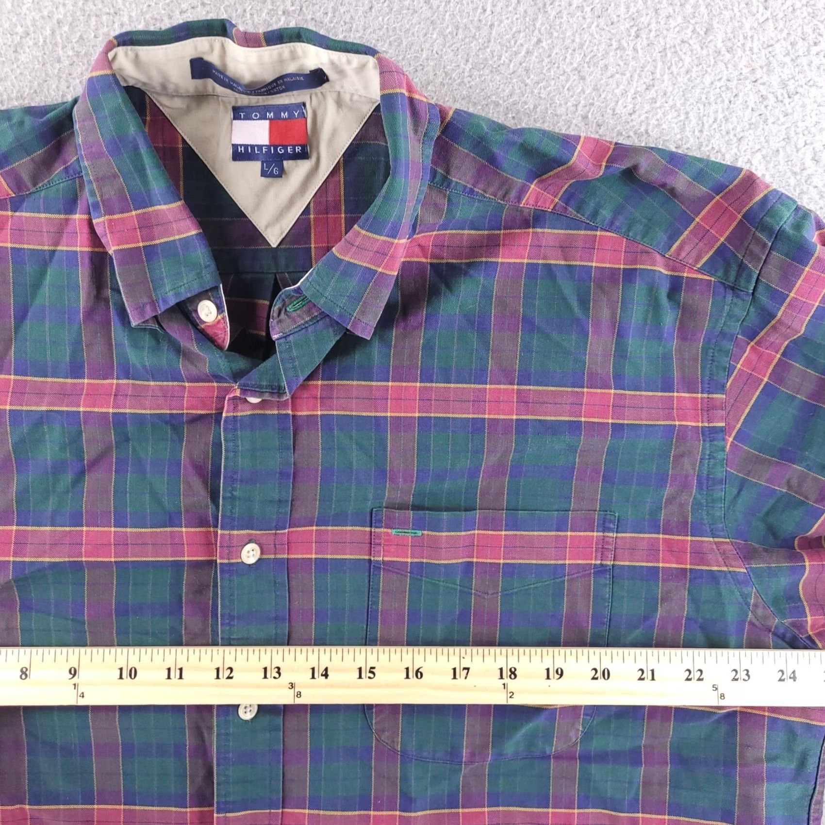 Tommy Hilfiger VINTAGE Tommy Hilfiger Shirt Mens Large Plaid Flannel Retro Long Sleeve Button-Up Size US L / EU 52-54 / 3 - 5 Thumbnail