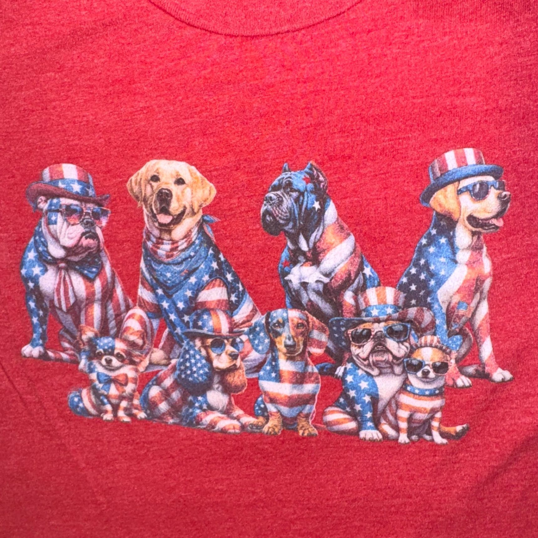 Vintage Bella + Canvas T-Shirt Patriotic Logo Funny USA Flag Dogs XS Red Short Sleeve Crew Neck Women Regular 4th July Size XS / US 0-2 / IT 36-38 - 2 Thumbnail