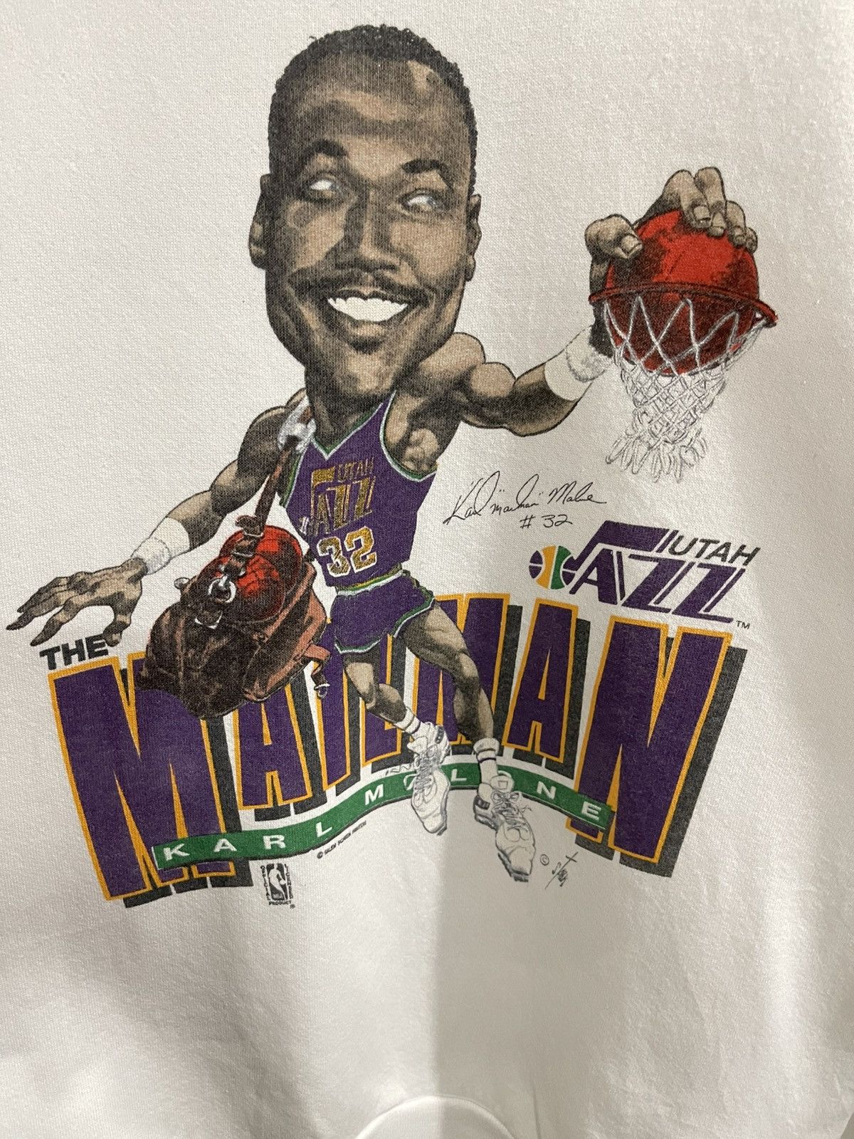 NBA Vintage NBA Utah Jazz Karl Malone The mailman Salem Tshirt Size US XL / EU 56 / 4 - 5 Thumbnail