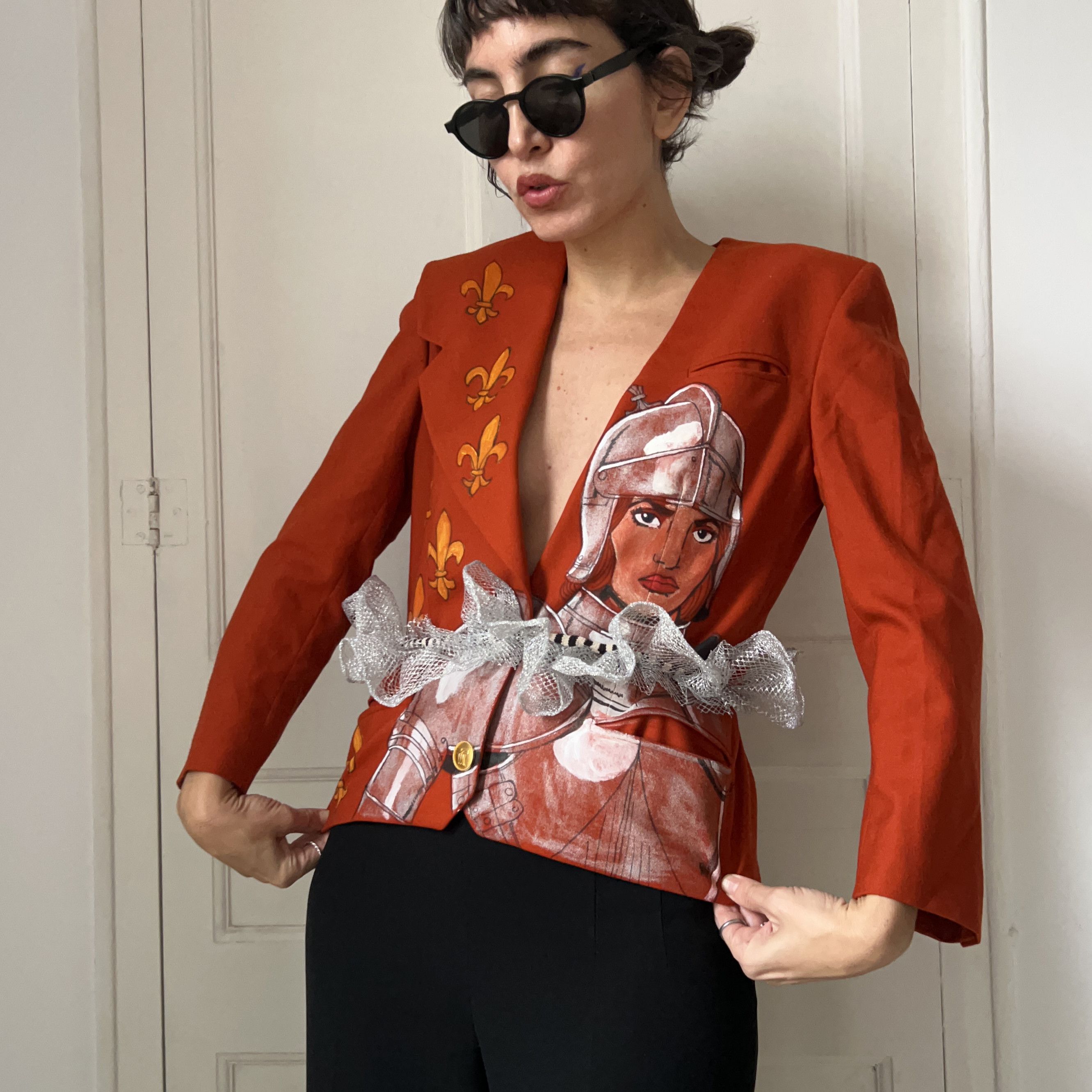 Custommade Hand Painted Joan of Arc Wool Blazer Size M / US 6-8 / IT 42-44 - 1 Thumbnail