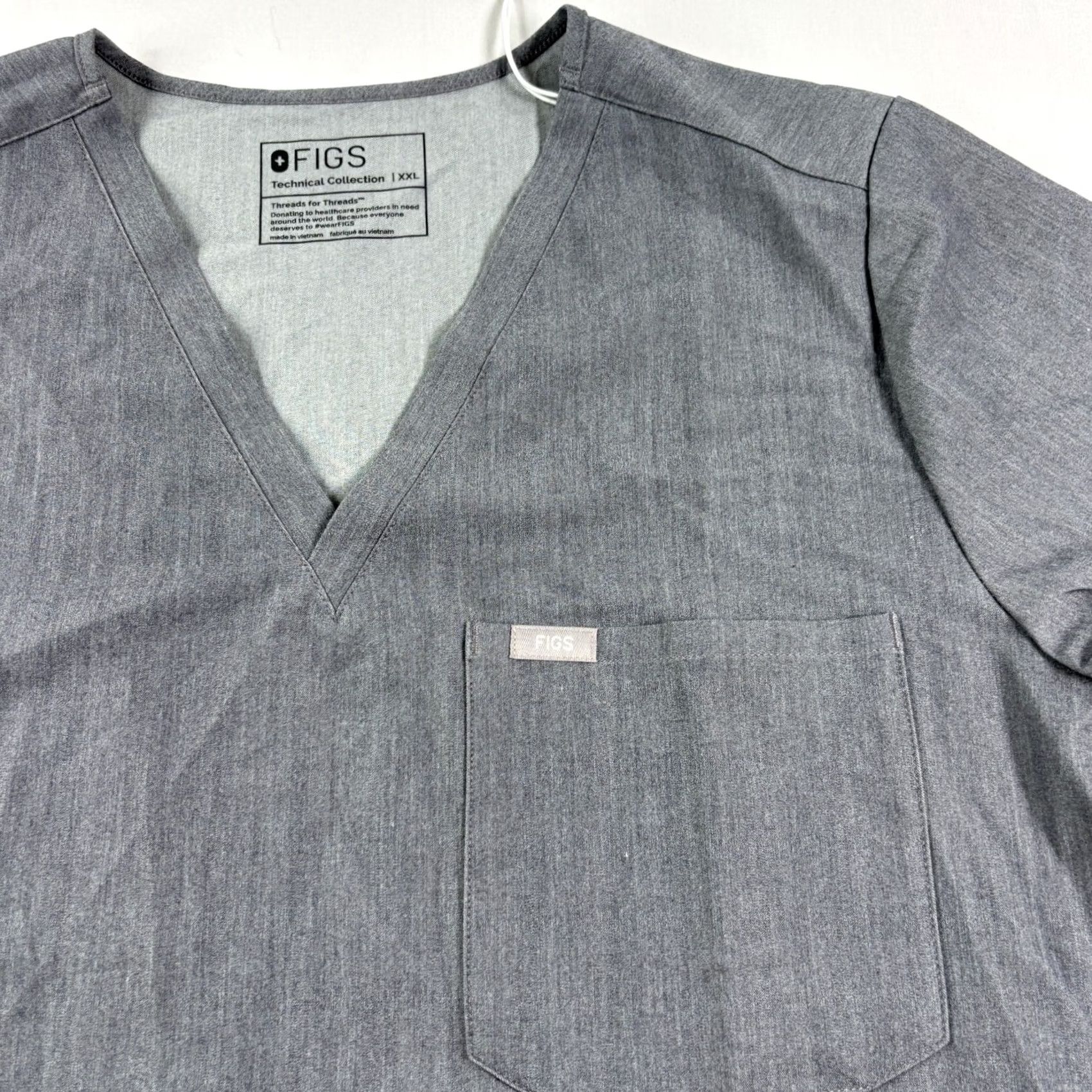Vintage FIGS Scrub Top Shirt Womens 2XL Gray Catarina One Pocket Nurse Medical NEW Size XXL / US 16-18 / IT 52-54 - 3 Thumbnail