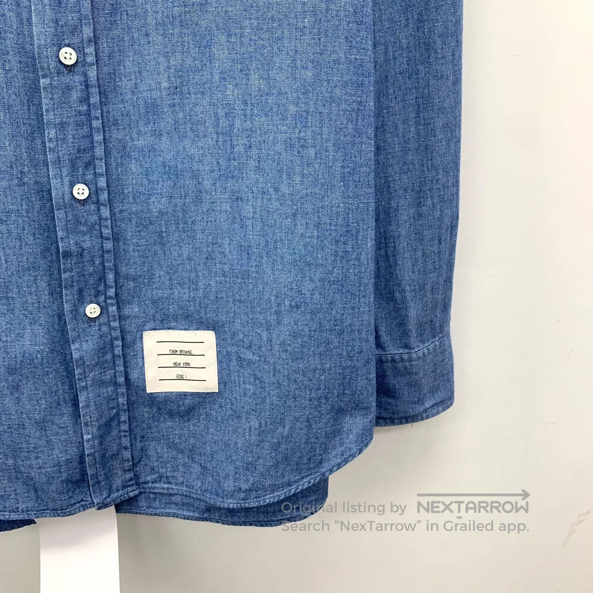 Thom Browne Thom Browne Classic blue four-stripe cotton collar single- Size US S / EU 44-46 / 1 - 4 Thumbnail