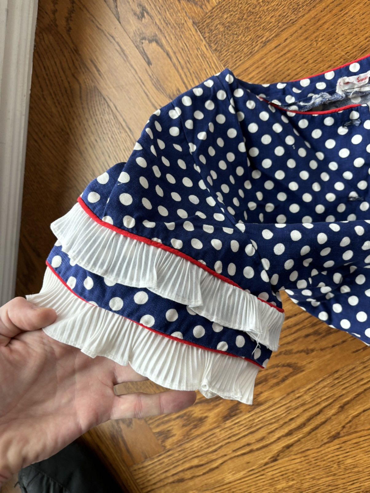 Sears × Vintage 1970s Polka Dot Beach Set 70s Vintage Suit Two Piece Track Size 34S - 5 Thumbnail