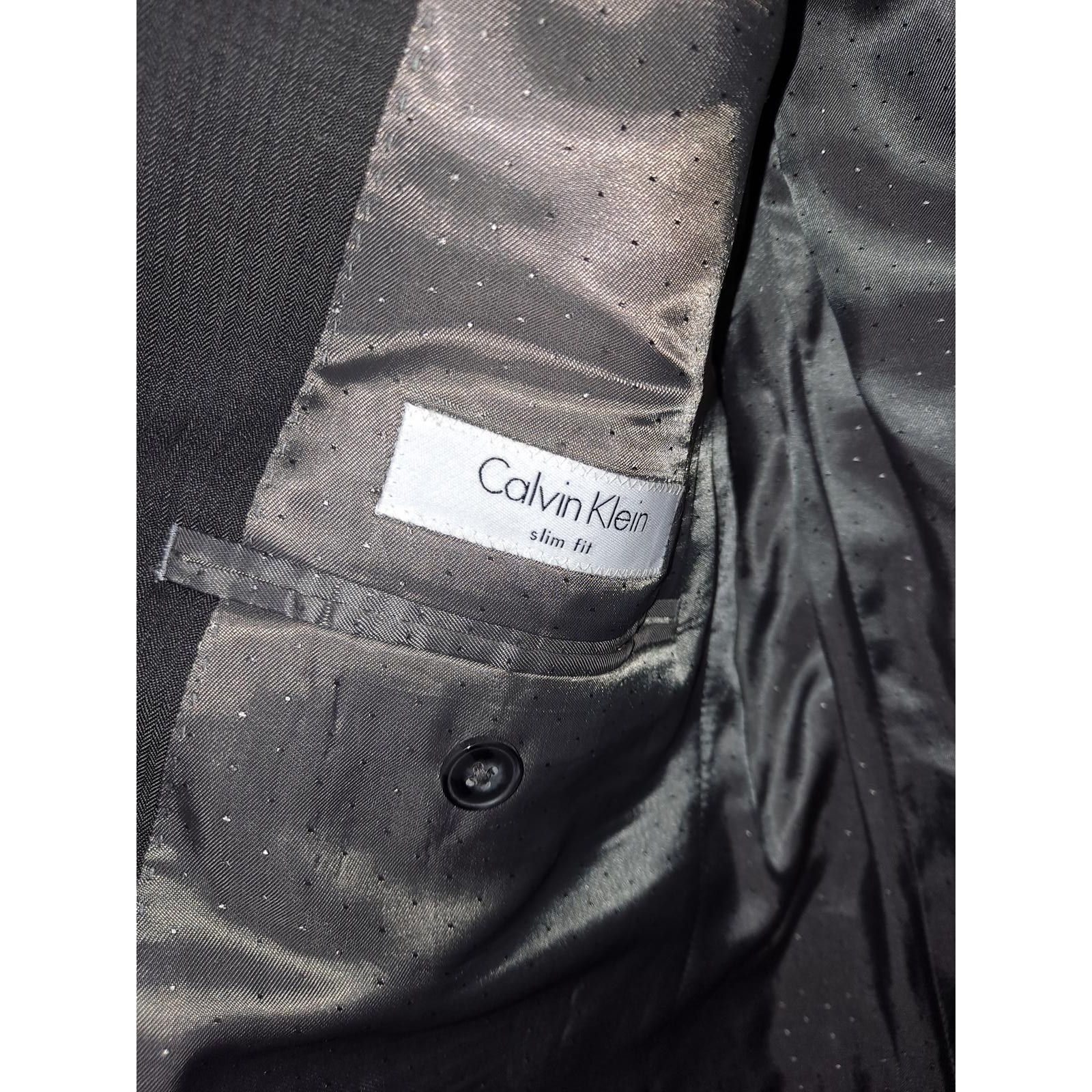 Calvin Klein Calvin Klein Blazer Slim Fit Dark Gray 2 Button Size 42L Size 42L - 4 Thumbnail