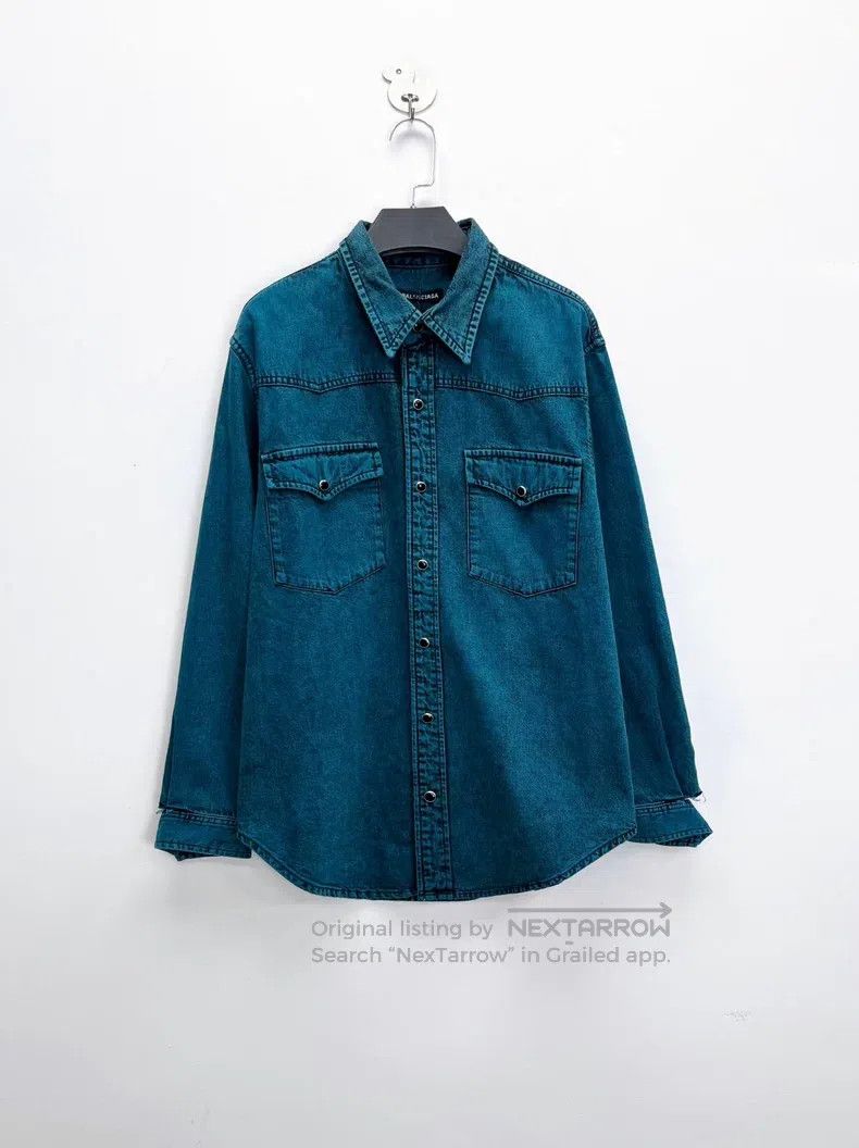 Balenciaga Balenciaga size 39 Lake Blue Pocket Water Washed Letter Lo Size US S / EU 44-46 / 1 - 1 Thumbnail